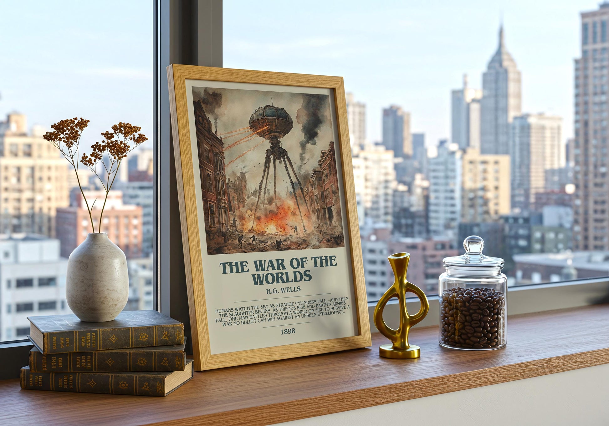 The War Of The Worlds by H.G. Wells | Descriptive Book Poster | Modern
