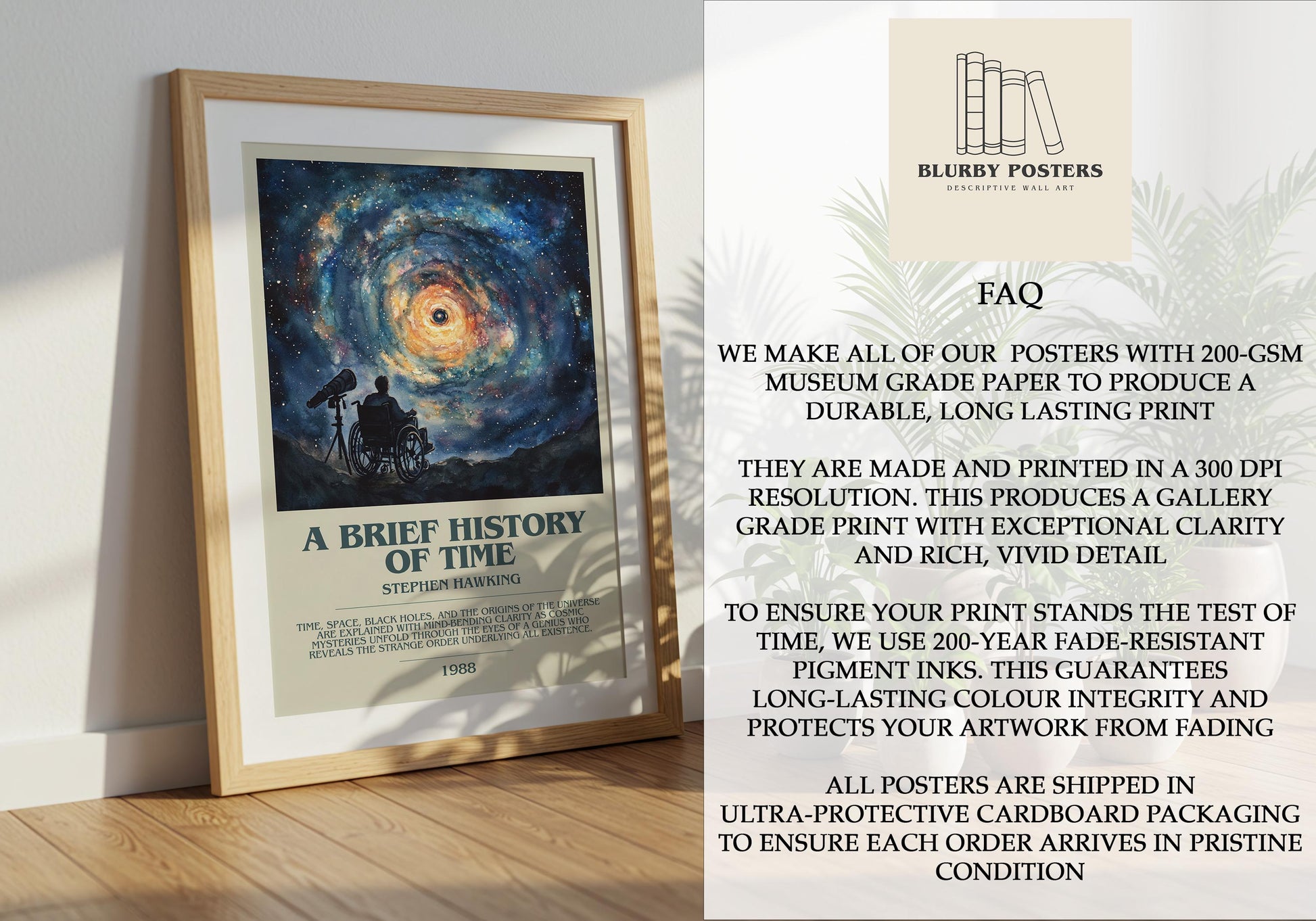 A Brief History Of Time by Stephen Hawking | Descriptive Book Poster | Modern