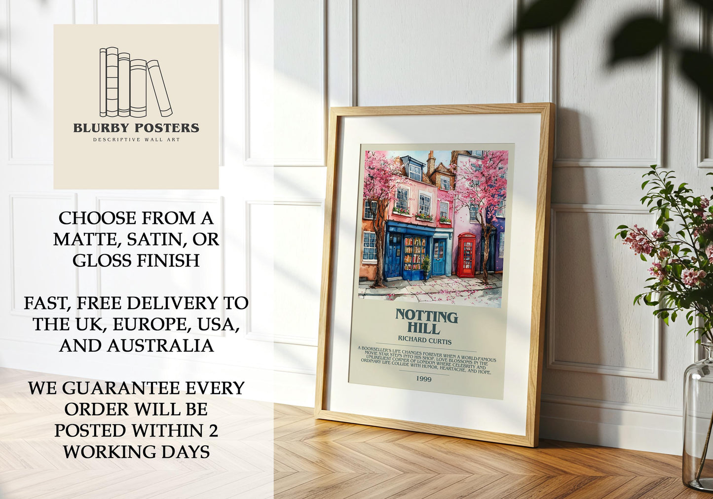 Notting Hill by Richard Curtis | Descriptive Book Poster | Modern