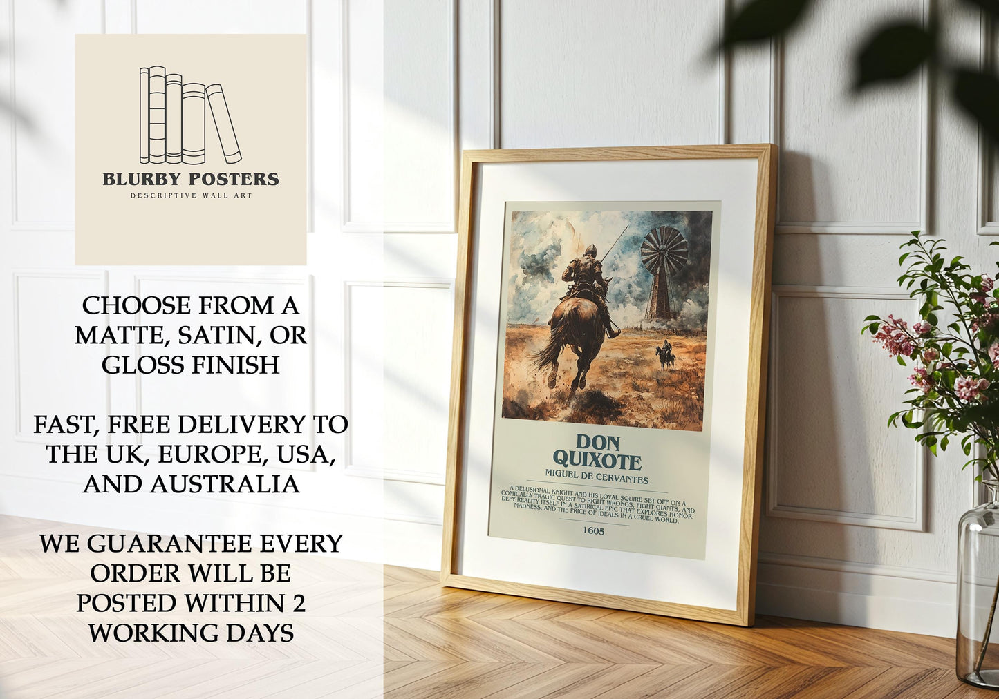 Don Quixote Miguel De Cervantes | Descriptive Book Poster | Modern