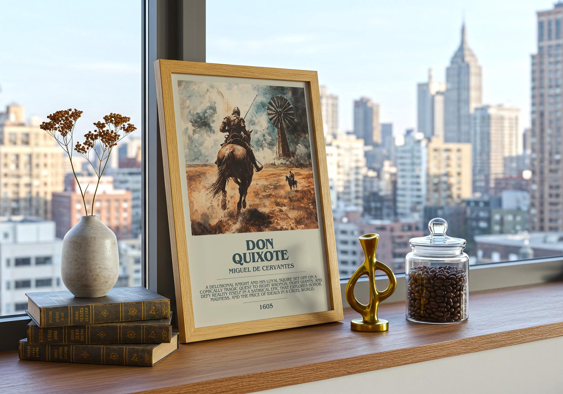 Don Quixote Miguel De Cervantes | Descriptive Book Poster | Modern