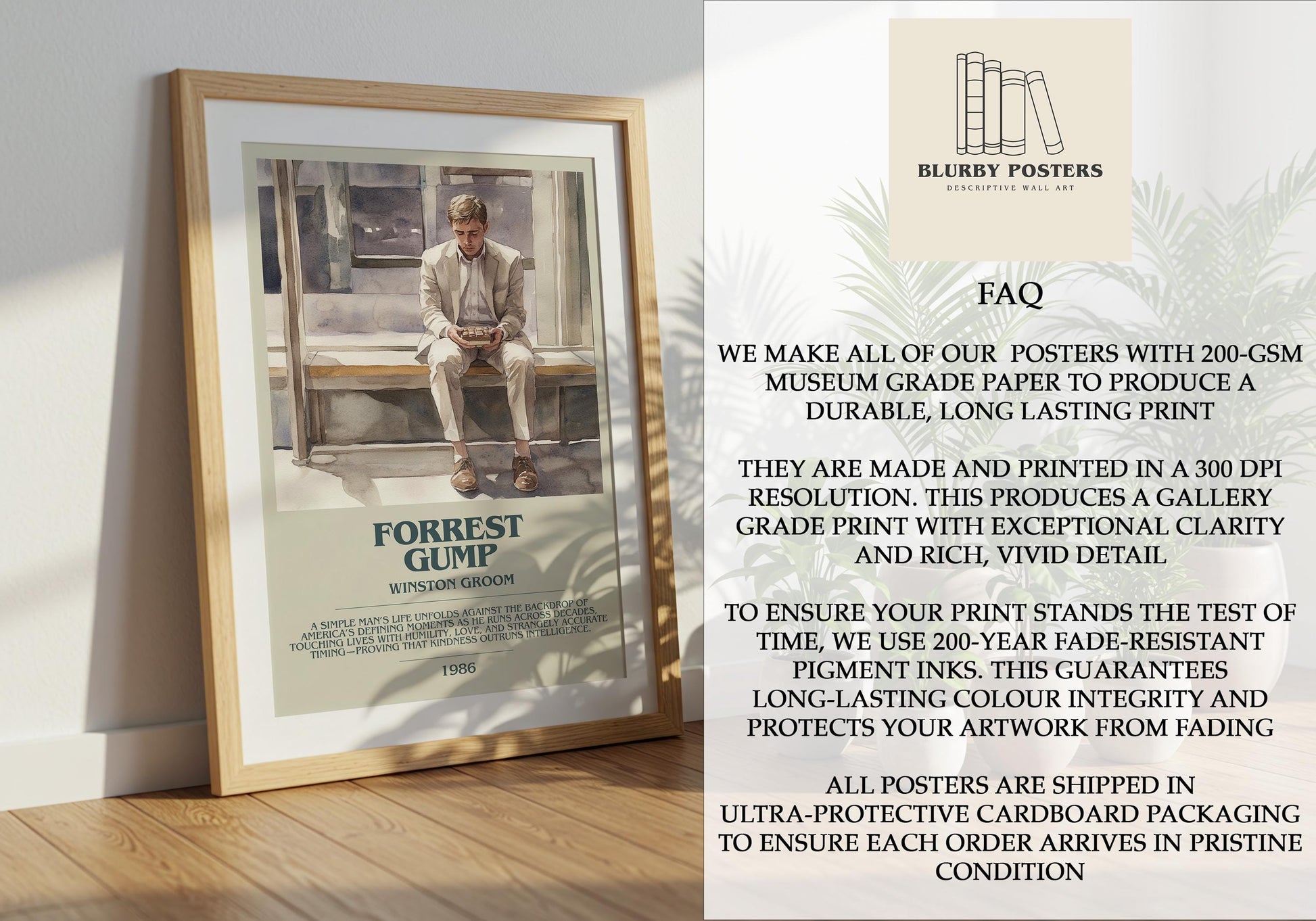 Forest Gump by Winston Groom | Descriptive Book Poster | Modern