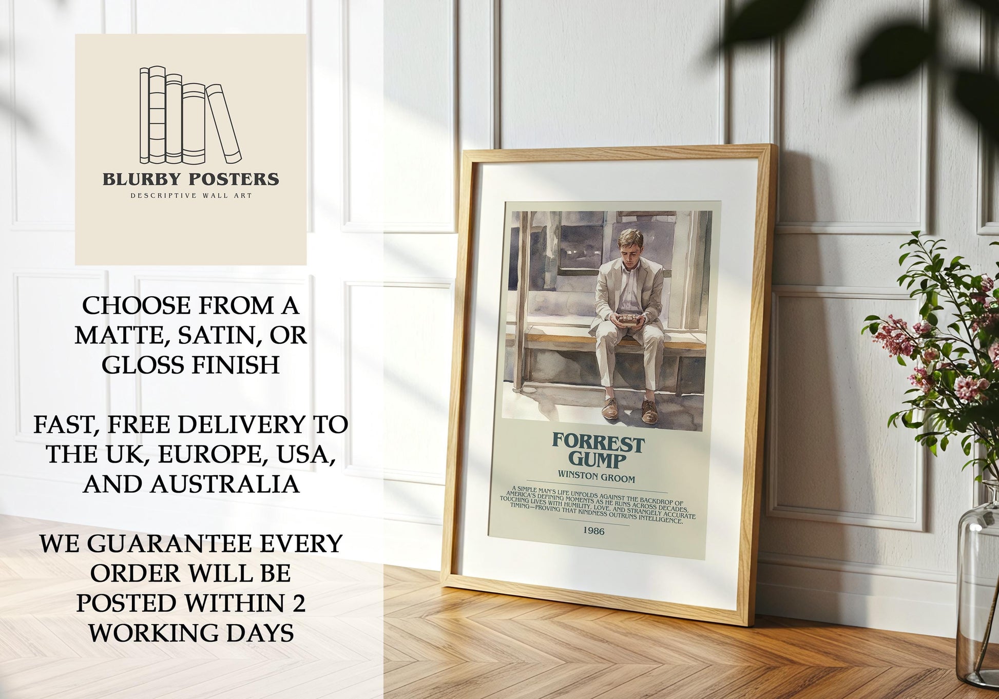 Forest Gump by Winston Groom | Descriptive Book Poster | Modern