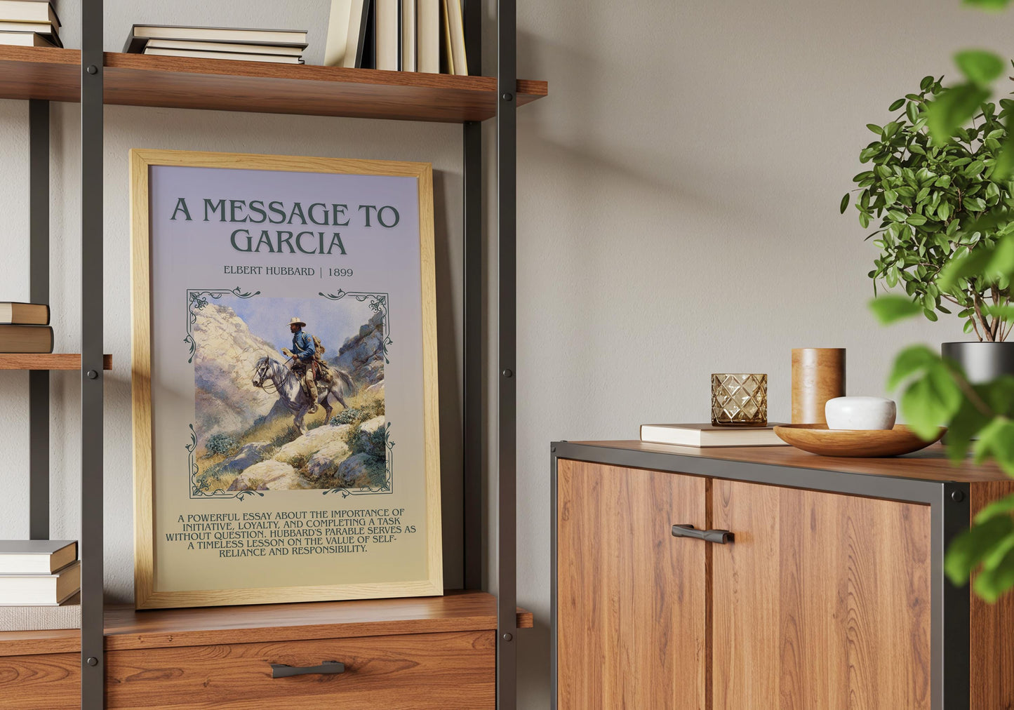 A Message To Garcia by Elbert Hubbard Descriptive Poster Print.Free Delivery Wall Art Author&Blurb Book Artwork Novel Poster Minimalist