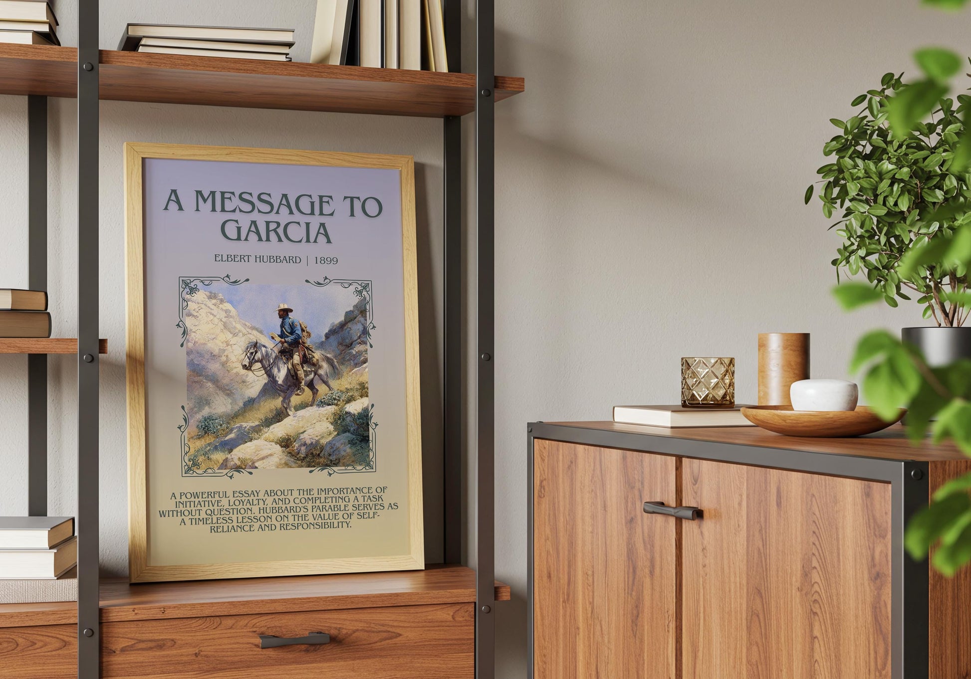 A Message To Garcia by Elbert Hubbard Descriptive Poster Print.Free Delivery Wall Art Author&Blurb Book Artwork Novel Poster Minimalist
