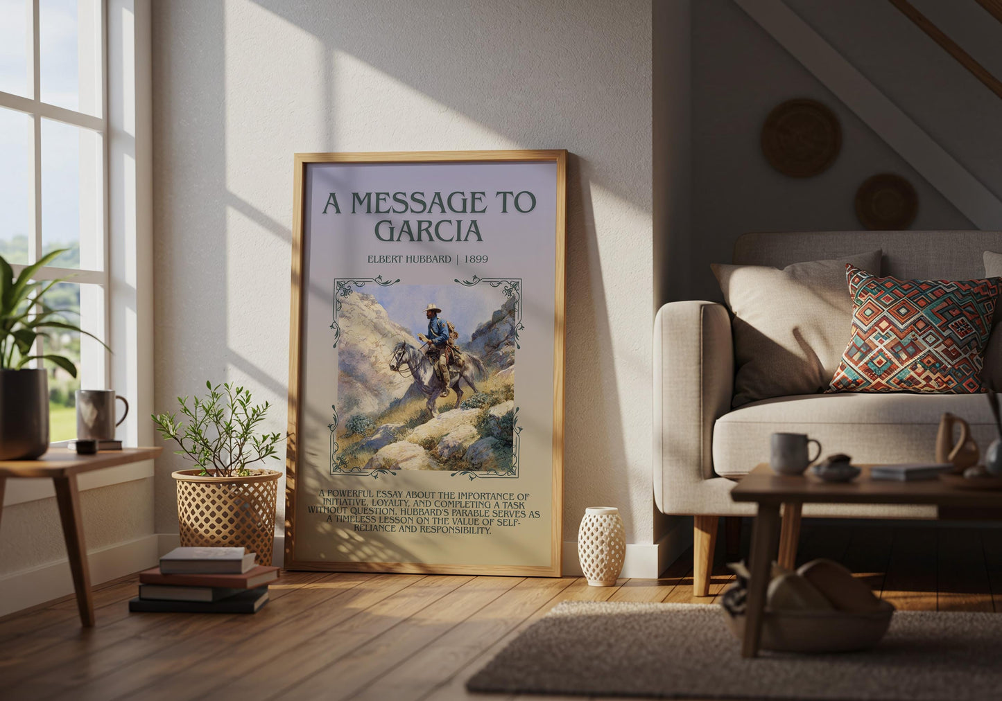 A Message To Garcia by Elbert Hubbard Descriptive Poster Print.Free Delivery Wall Art Author&Blurb Book Artwork Novel Poster Minimalist