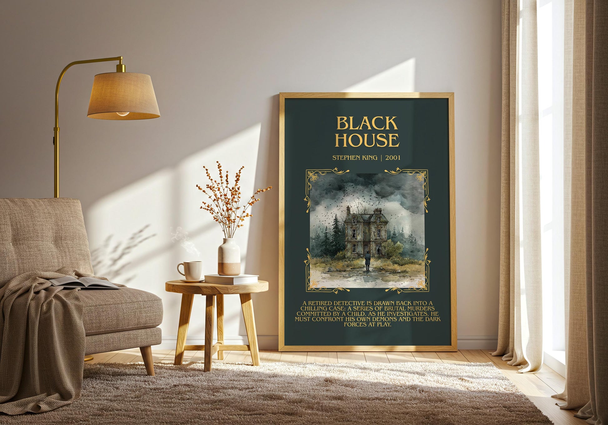 Black House by Stephen King Descriptive Poster Print.Free Delivery Wall Art Author&Blurb Book Artwork Novel Poster Minimalist