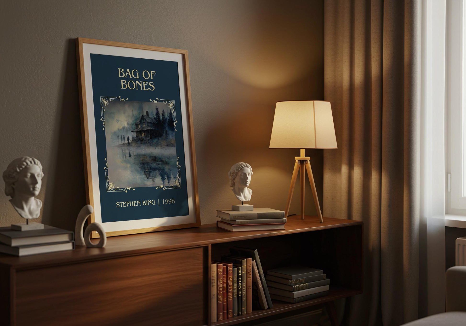 Bag Of Bones by Stephen King Descriptive Poster Print.Free Delivery Wall Art Author&Blurb Book Artwork Novel Poster Minimalist