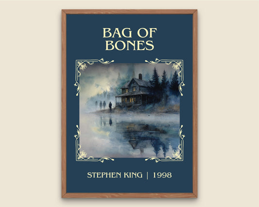 Bag Of Bones by Stephen King Descriptive Poster Print.Free Delivery Wall Art Author&Blurb Book Artwork Novel Poster Minimalist