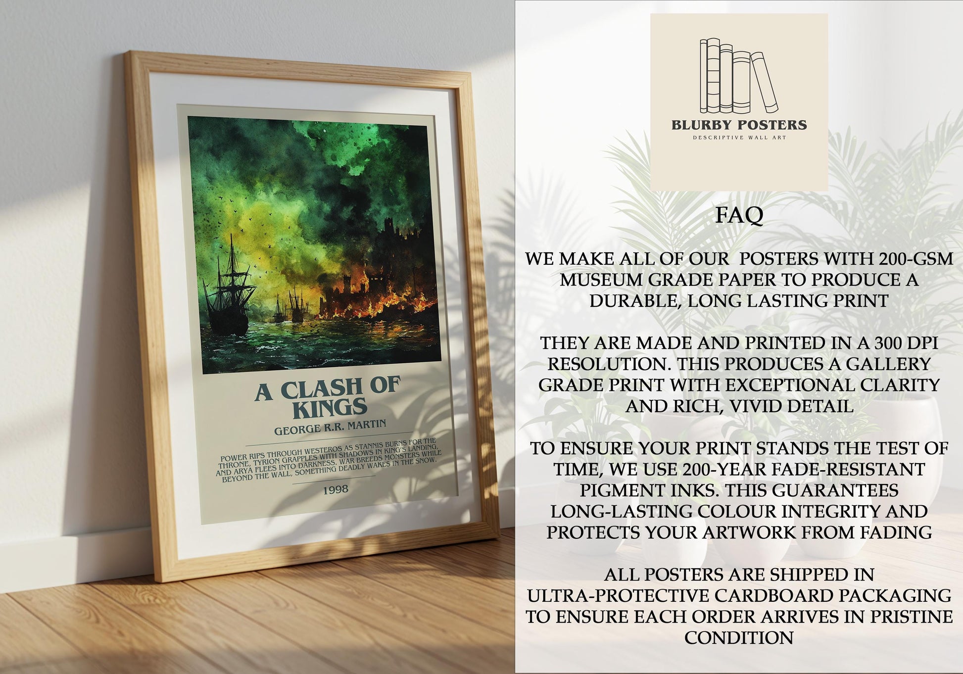 A Clash Of Kings by George R.R. Martin | Descriptive Book Poster | Modern