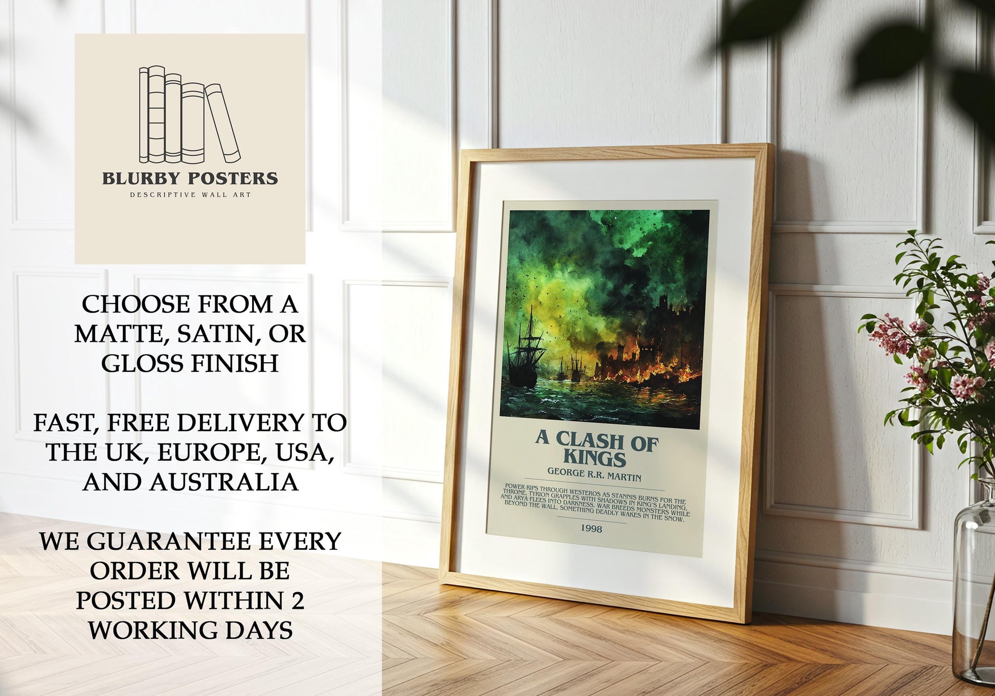 A Clash Of Kings by George R.R. Martin | Descriptive Book Poster | Modern