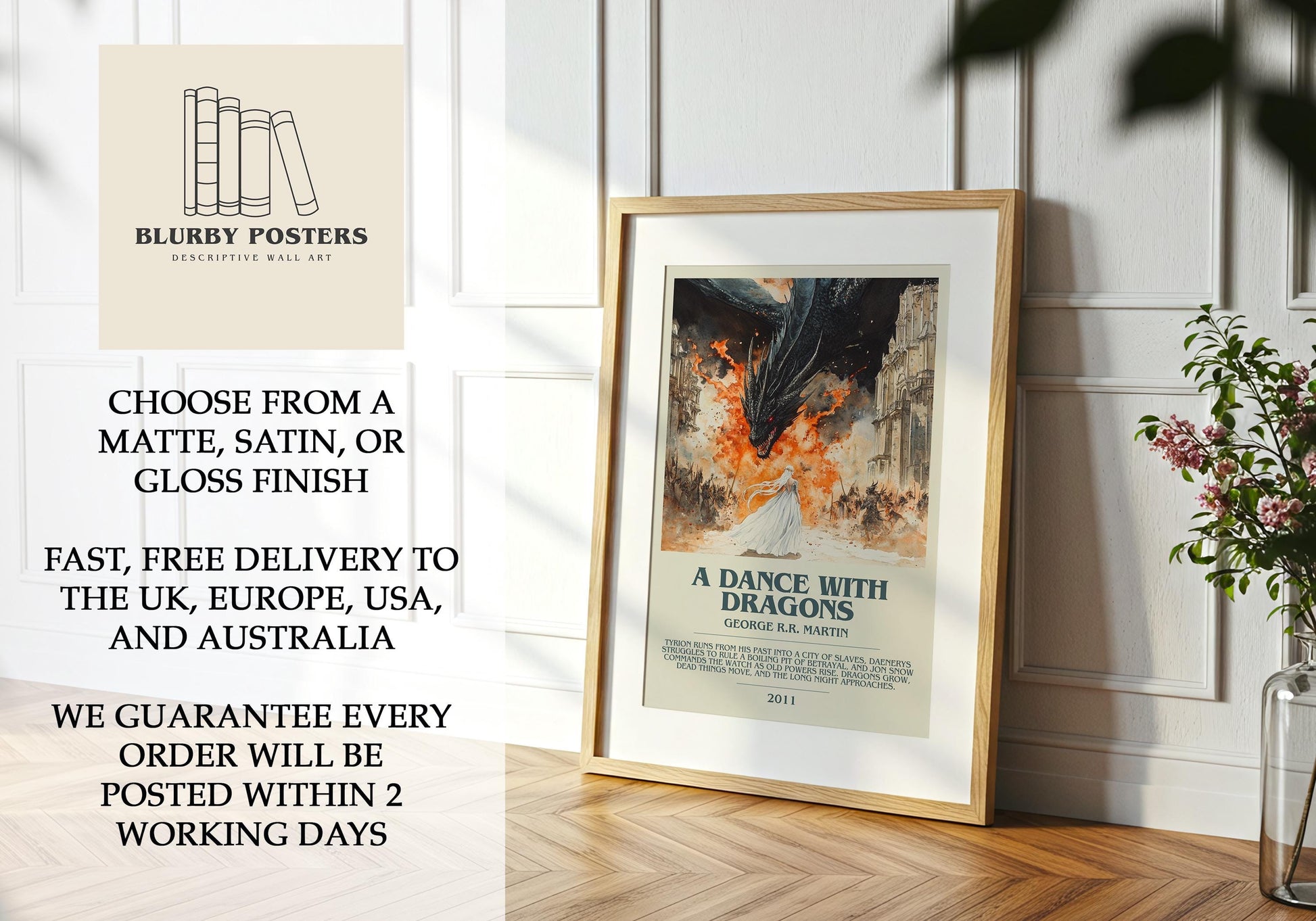 A Dance With Dragons by George R.R. Martin | Descriptive Book Poster | Modern