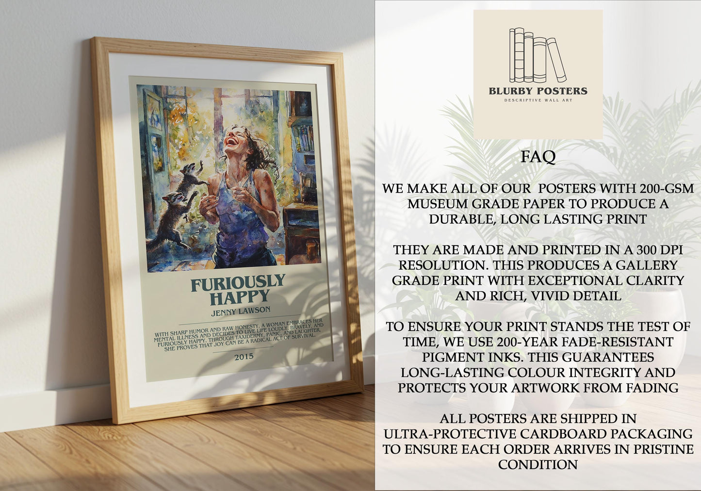 Furiously Happy by Jenny Lawson | Descriptive Book Poster | Modern