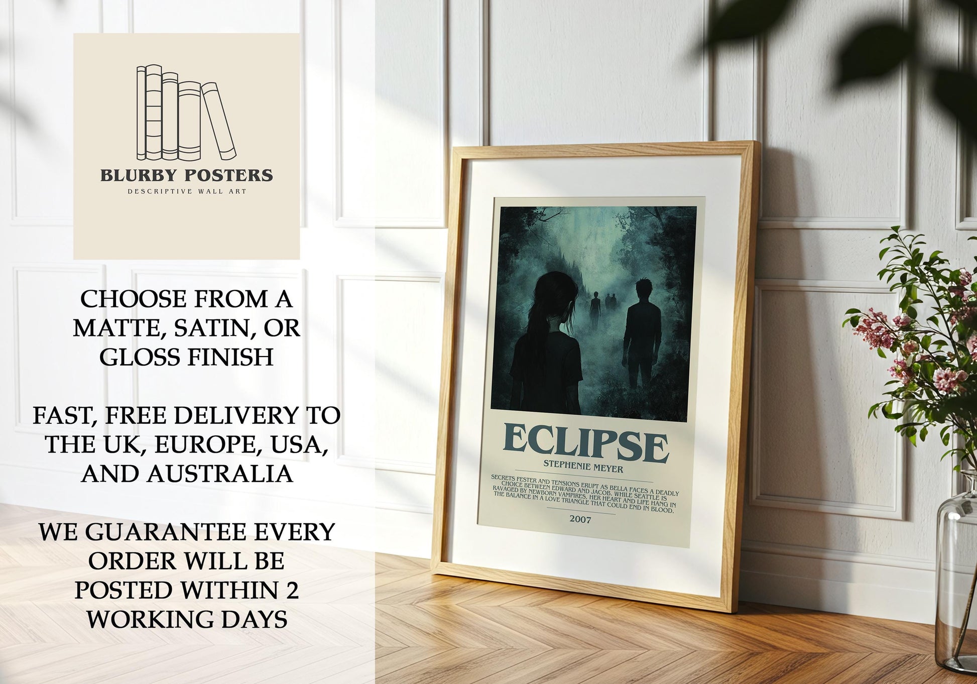 Eclipse by Stephanie Meyer | Descriptive Book Poster | Modern