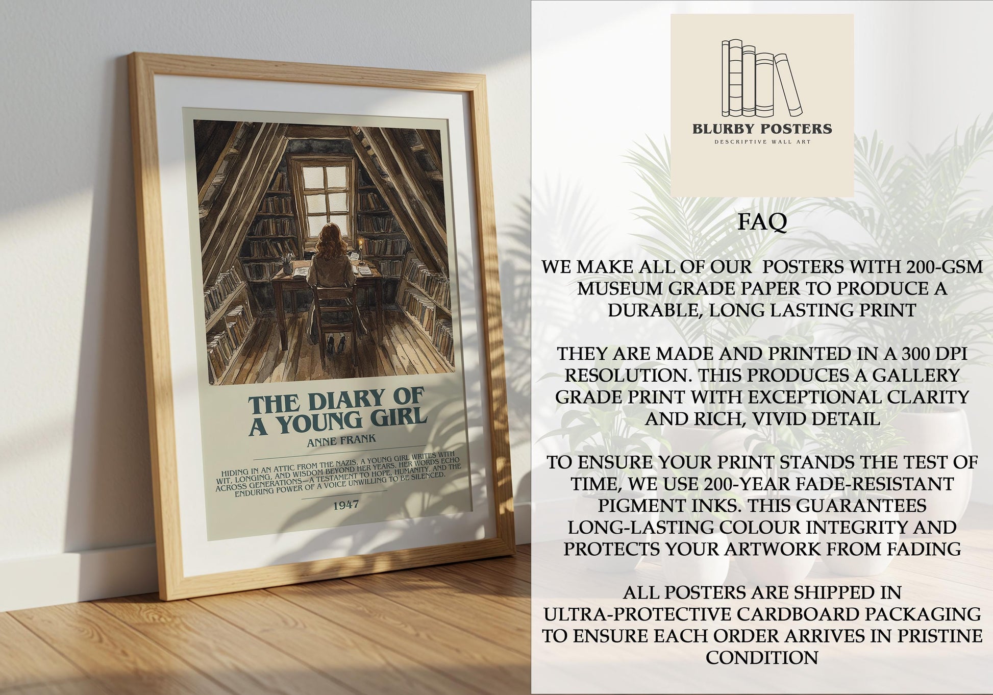 The Diary Of A Young Girl by Anne Frank | Descriptive Book Poster | Modern