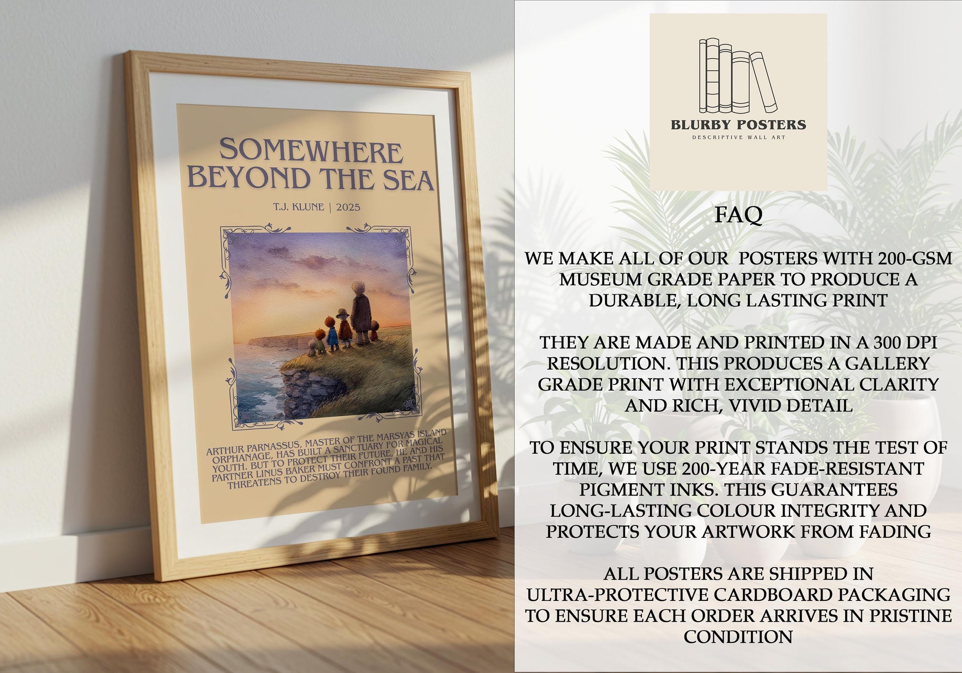 Somewhere Beyond The Sea by T.J. Klune Descriptive Poster Print.Free Delivery Wall Art Author&Blurb Book Artwork Novel Poster