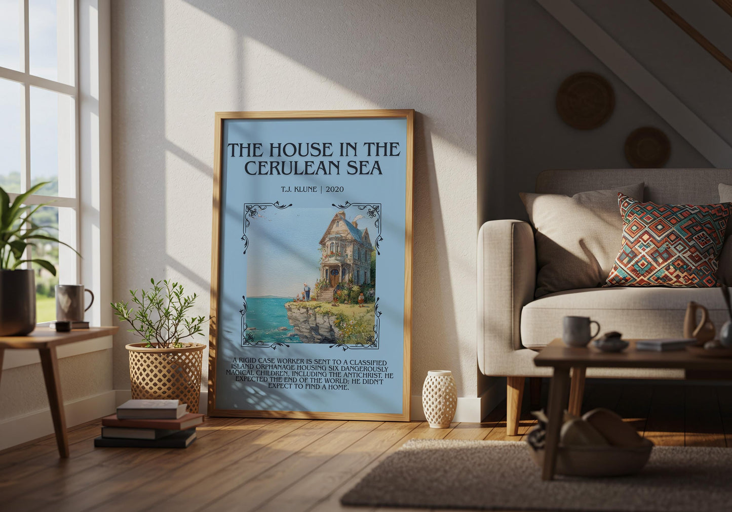 The House In The Cerulean Sea by T.J. Klune Descriptive Poster Print.Free Delivery Wall Art Author&Blurb Book Artwork Novel Poster