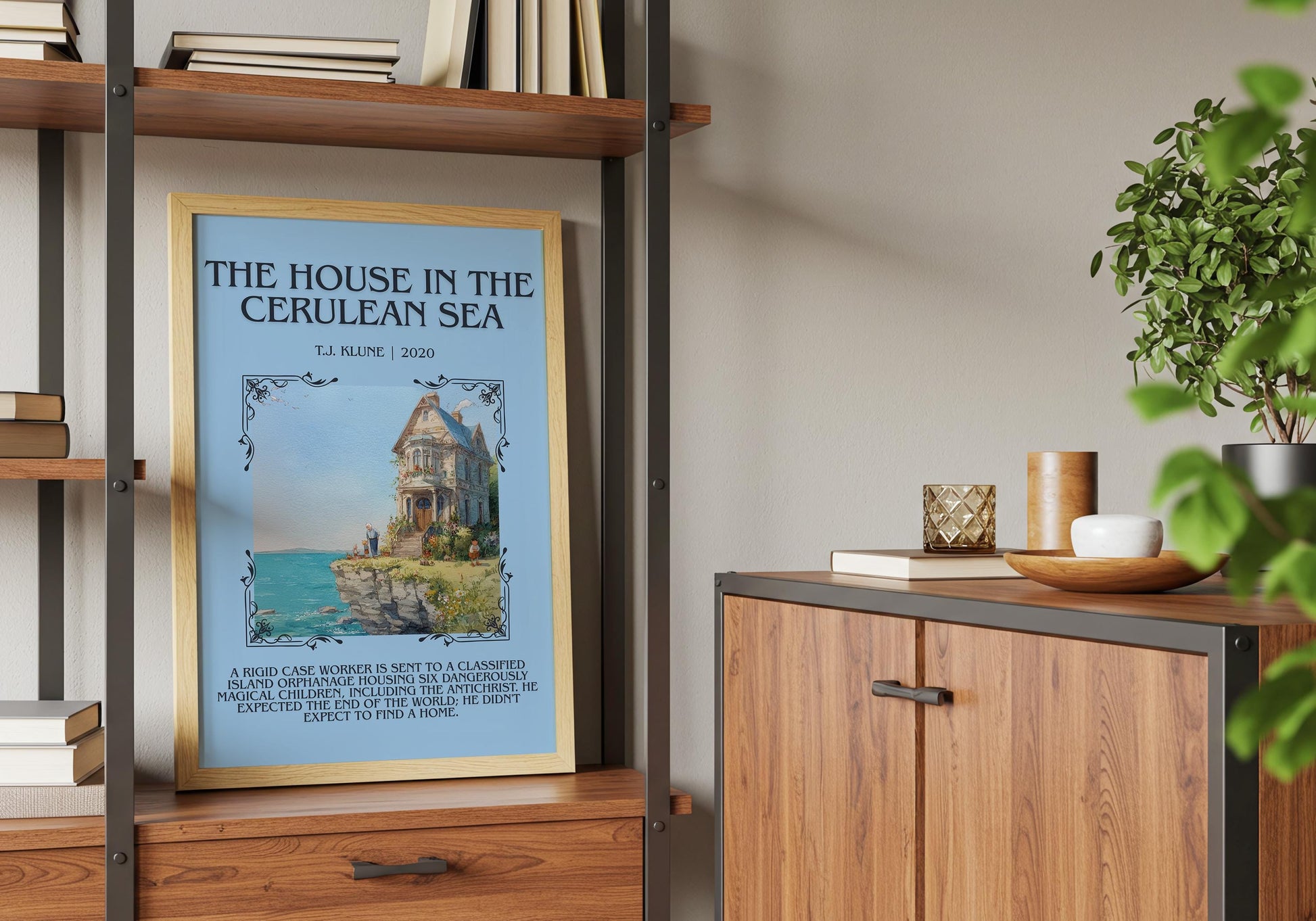 The House In The Cerulean Sea by T.J. Klune Descriptive Poster Print.Free Delivery Wall Art Author&Blurb Book Artwork Novel Poster