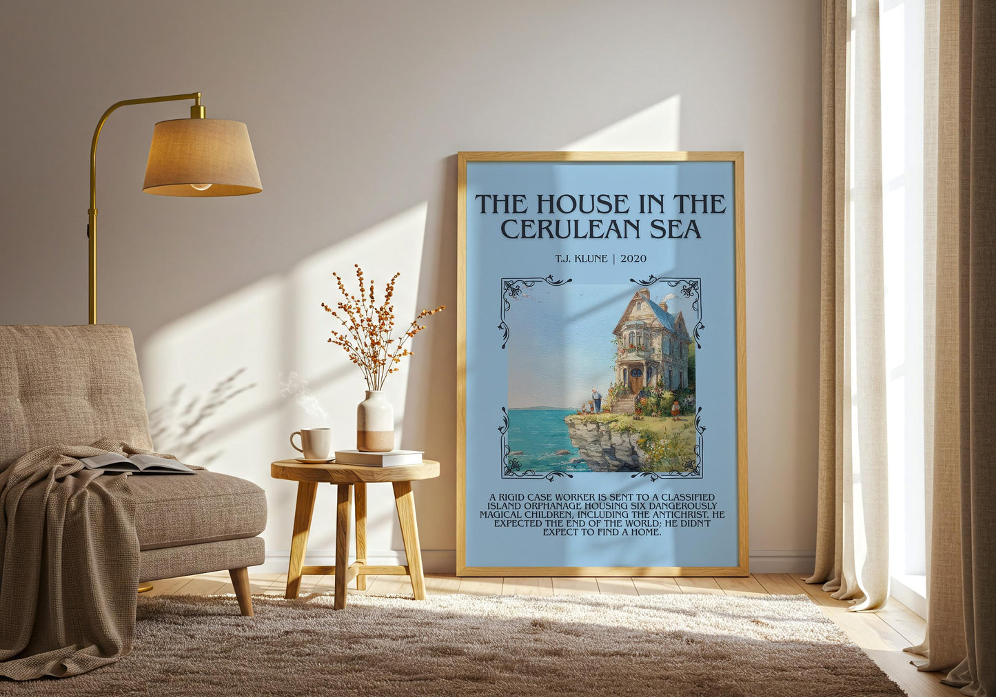 The House In The Cerulean Sea by T.J. Klune Descriptive Poster Print.Free Delivery Wall Art Author&Blurb Book Artwork Novel Poster