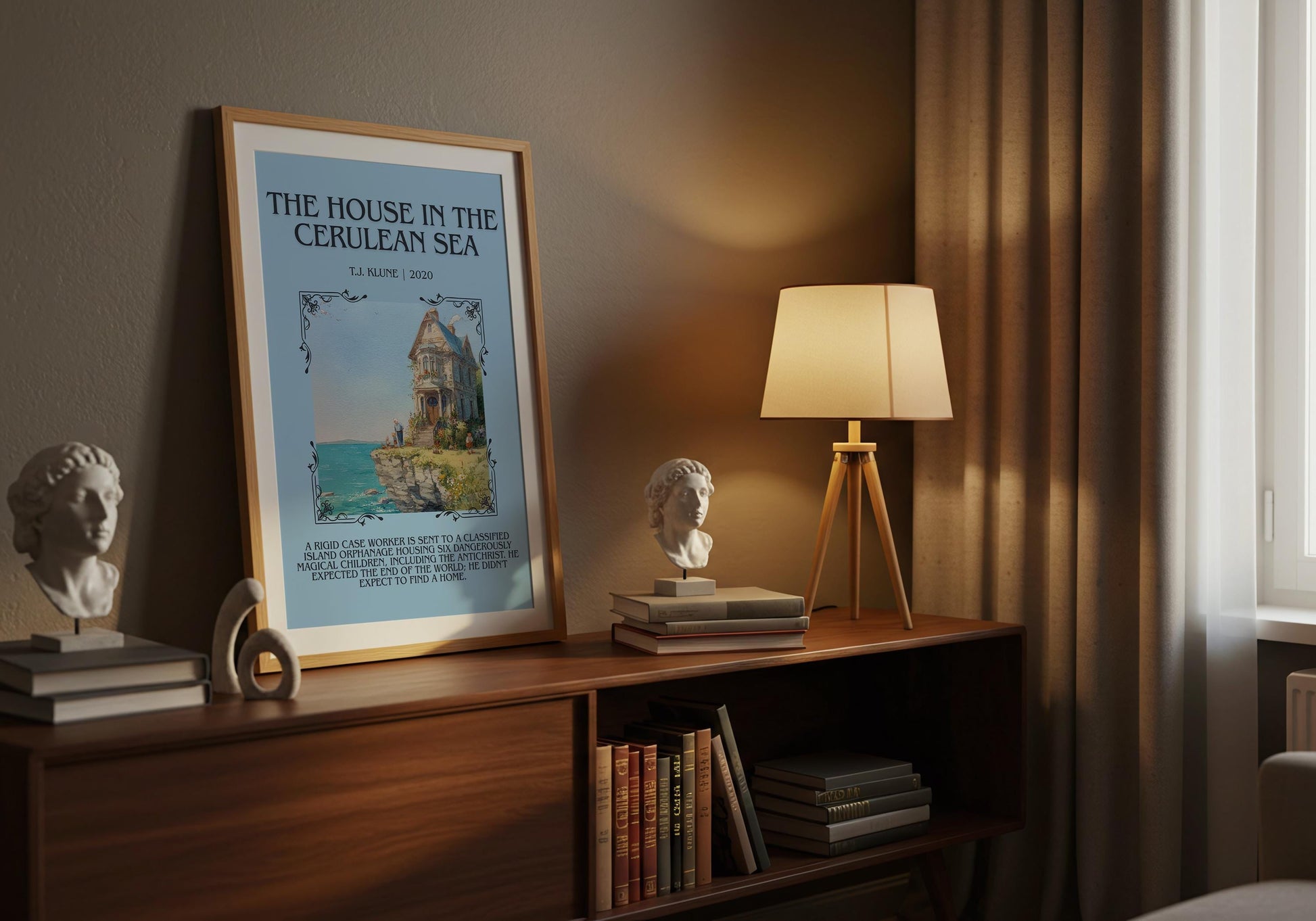 The House In The Cerulean Sea by T.J. Klune Descriptive Poster Print.Free Delivery Wall Art Author&Blurb Book Artwork Novel Poster