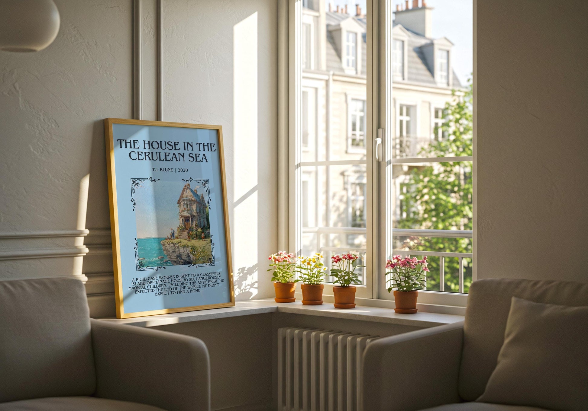 The House In The Cerulean Sea by T.J. Klune Descriptive Poster Print.Free Delivery Wall Art Author&Blurb Book Artwork Novel Poster