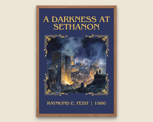 A Darkness At Sethanon by Raymond E.Feist Descriptive Poster Print.Free Delivery Wall Art Author&Blurb Book Artwork Novel Poster