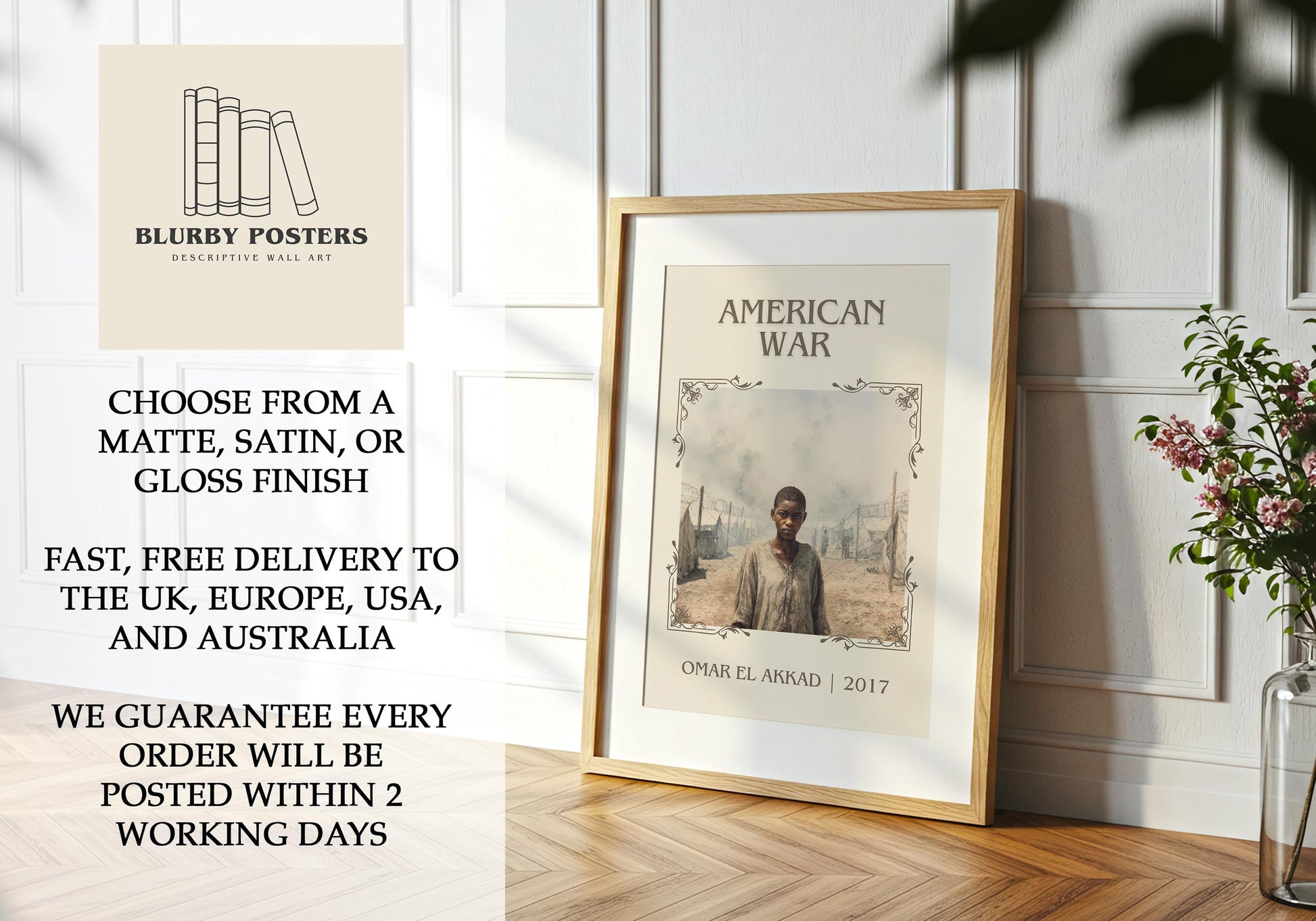American War by Omar El Akkad Descriptive Poster Print.Free Delivery Wall Art Author&Blurb Book Artwork Novel Poster