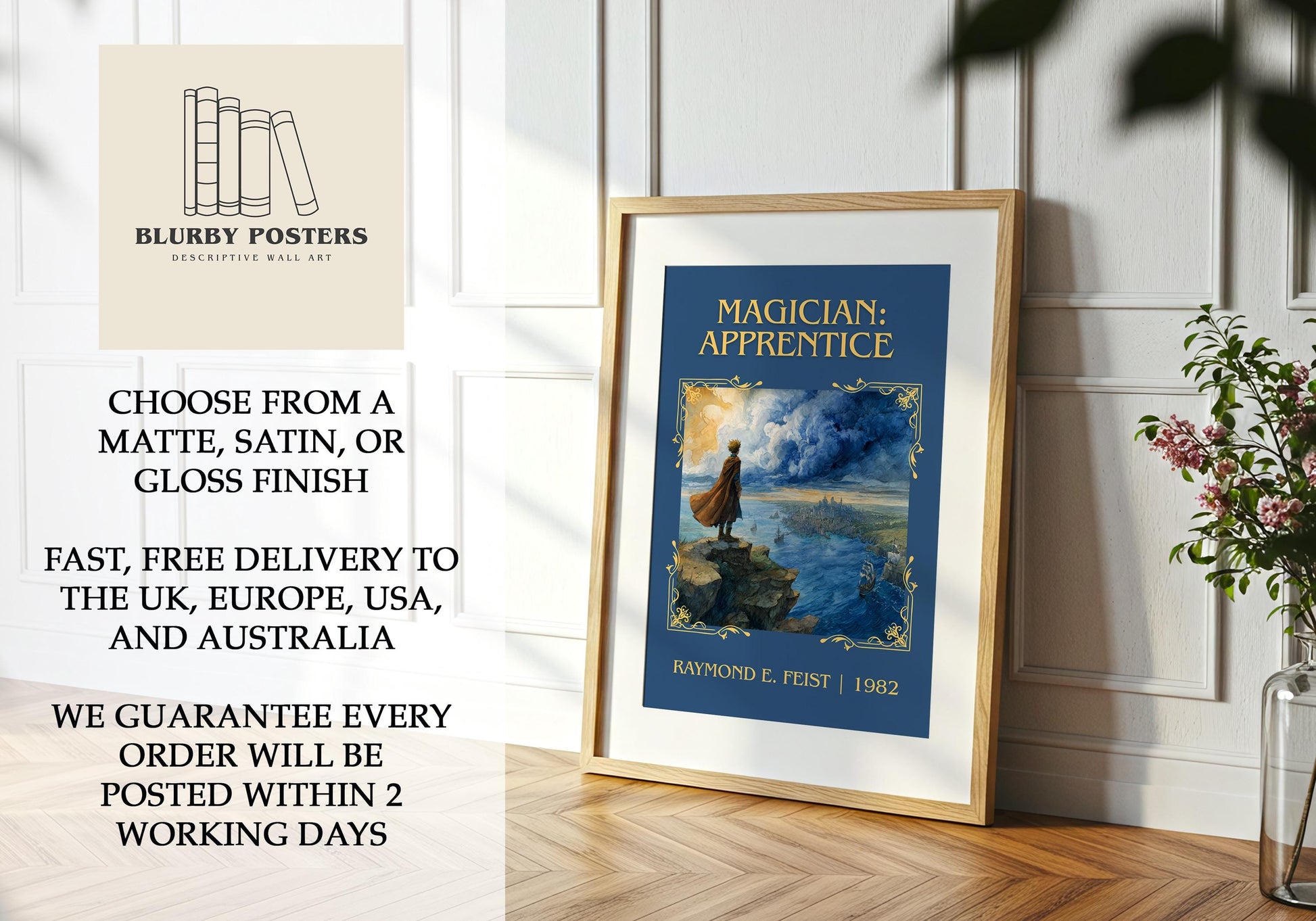 Magician: Apprentice by Raymond E.Feist Descriptive Poster Print.Free Delivery Wall Art Author&Blurb Book Artwork Novel Poster