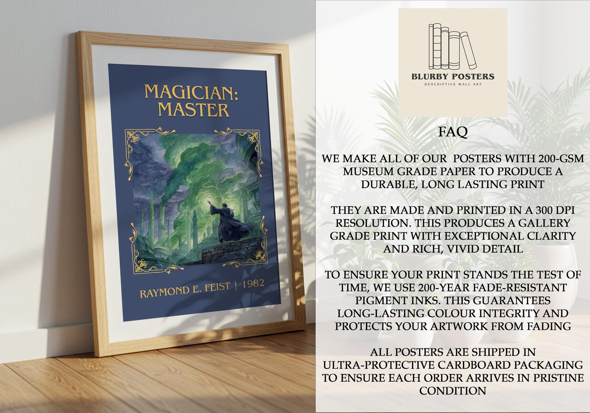 Magician: Master by Raymond E.Feist Descriptive Poster Print.Free Delivery Wall Art Author&Blurb Book Artwork Novel Poster