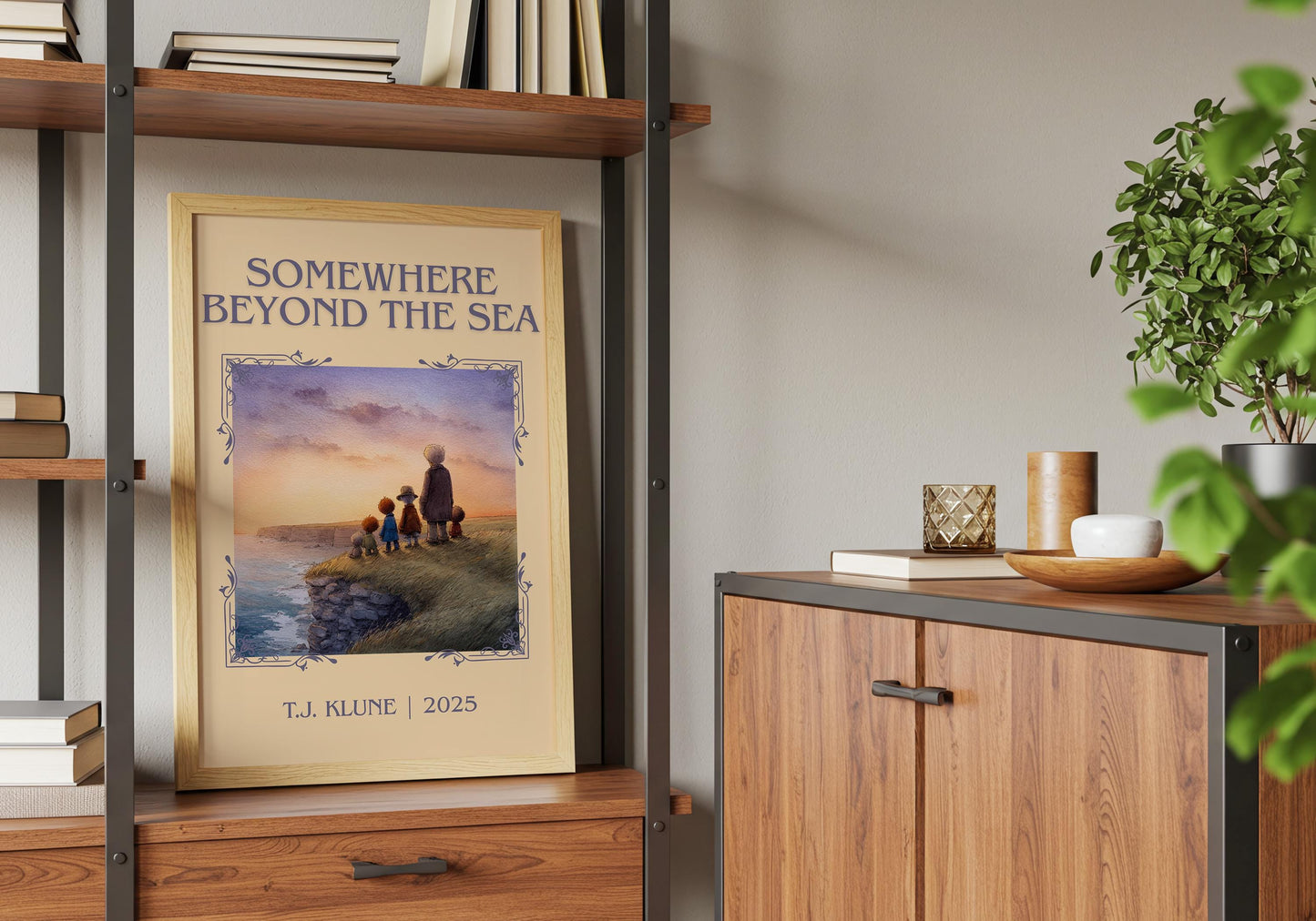 Somewhere Beyond The Sea by T.J. Klune Descriptive Poster Print.Free Delivery Wall Art Author&Blurb Book Artwork Novel Poster
