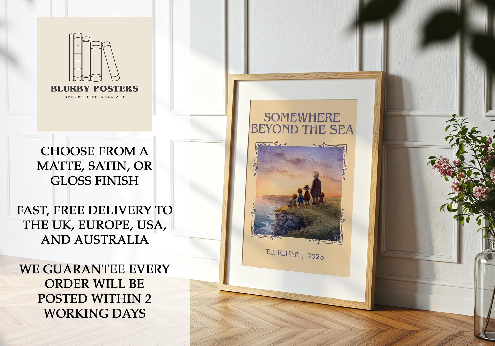 Somewhere Beyond The Sea by T.J. Klune Descriptive Poster Print.Free Delivery Wall Art Author&Blurb Book Artwork Novel Poster