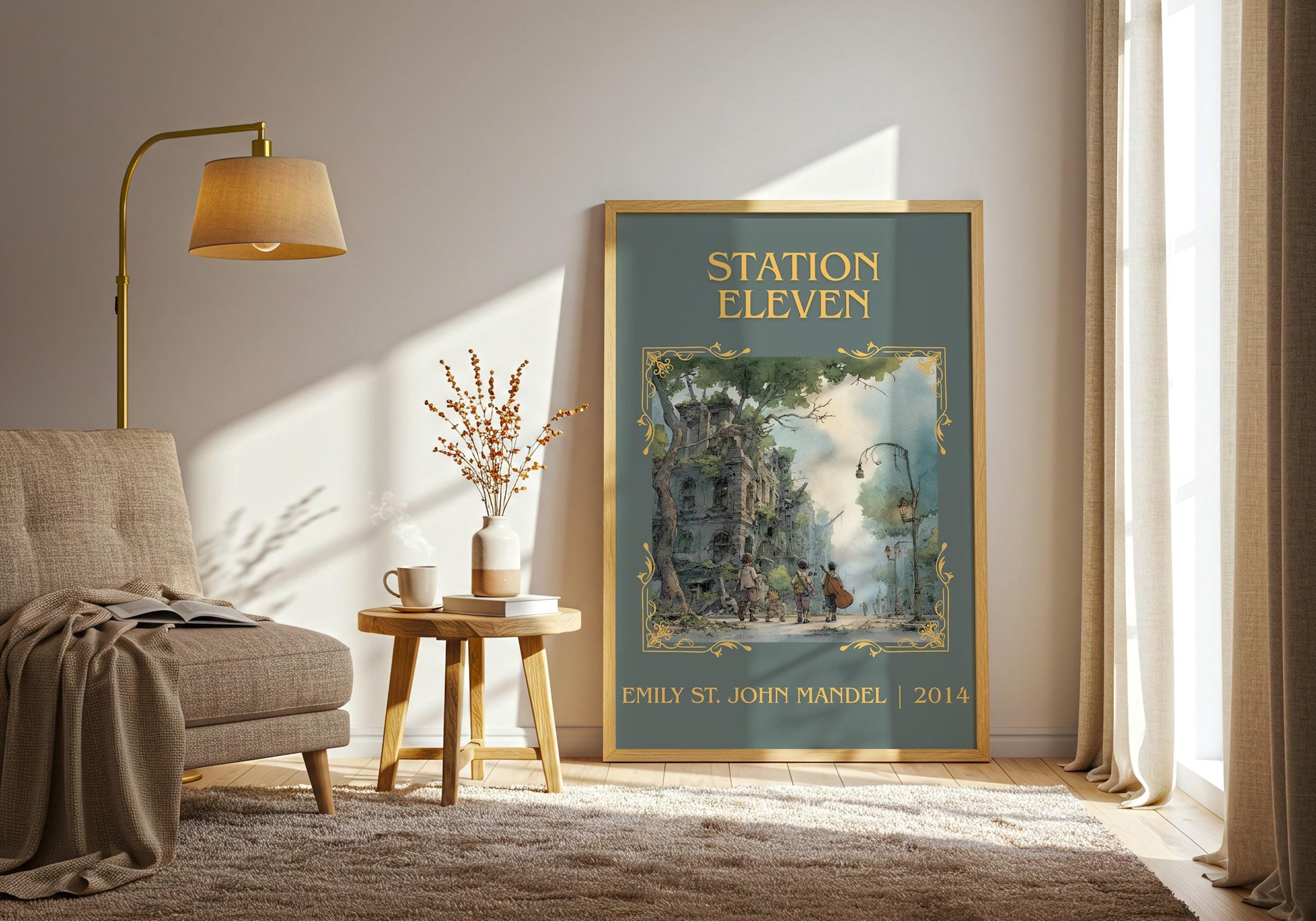 Station Eleven by Emily St. John Mandel Descriptive Poster Print.Free Delivery Wall Art Author&Blurb Book Artwork Novel Poster