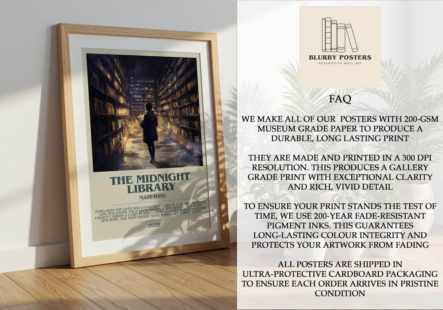 The Midnight Library by Matt Haig | Descriptive Book Poster | Modern
