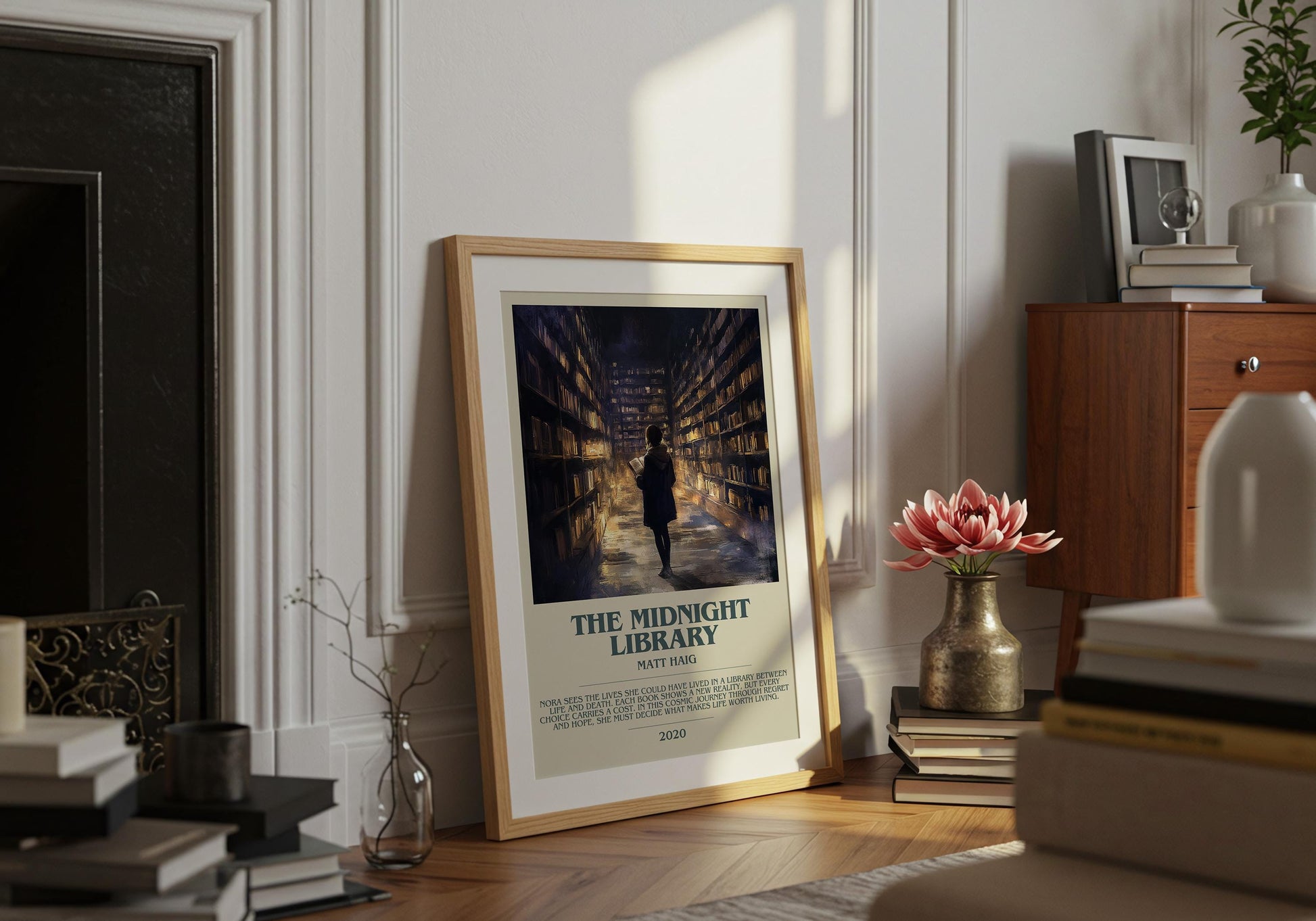 The Midnight Library by Matt Haig | Descriptive Book Poster | Modern