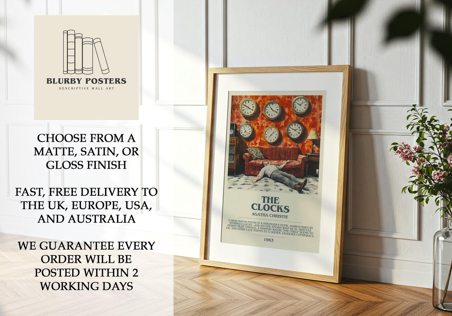 The Clocks by Agatha Christie | Descriptive Book Poster | Modern