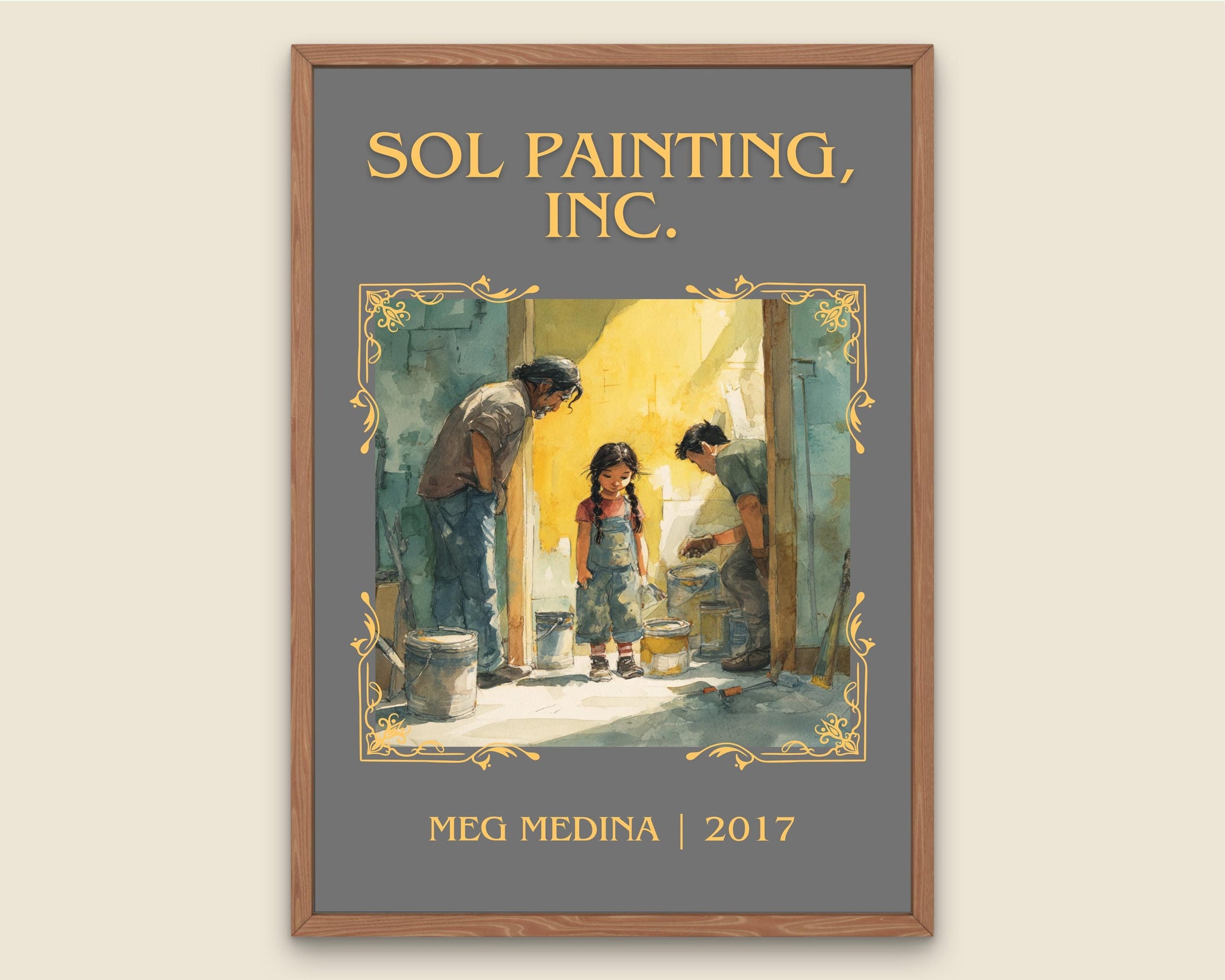 Sol Painting, Inc. by Meg Medina Descriptive Poster Print.Free Delivery Wall Art Author&Blurb Book Artwork Novel Poster