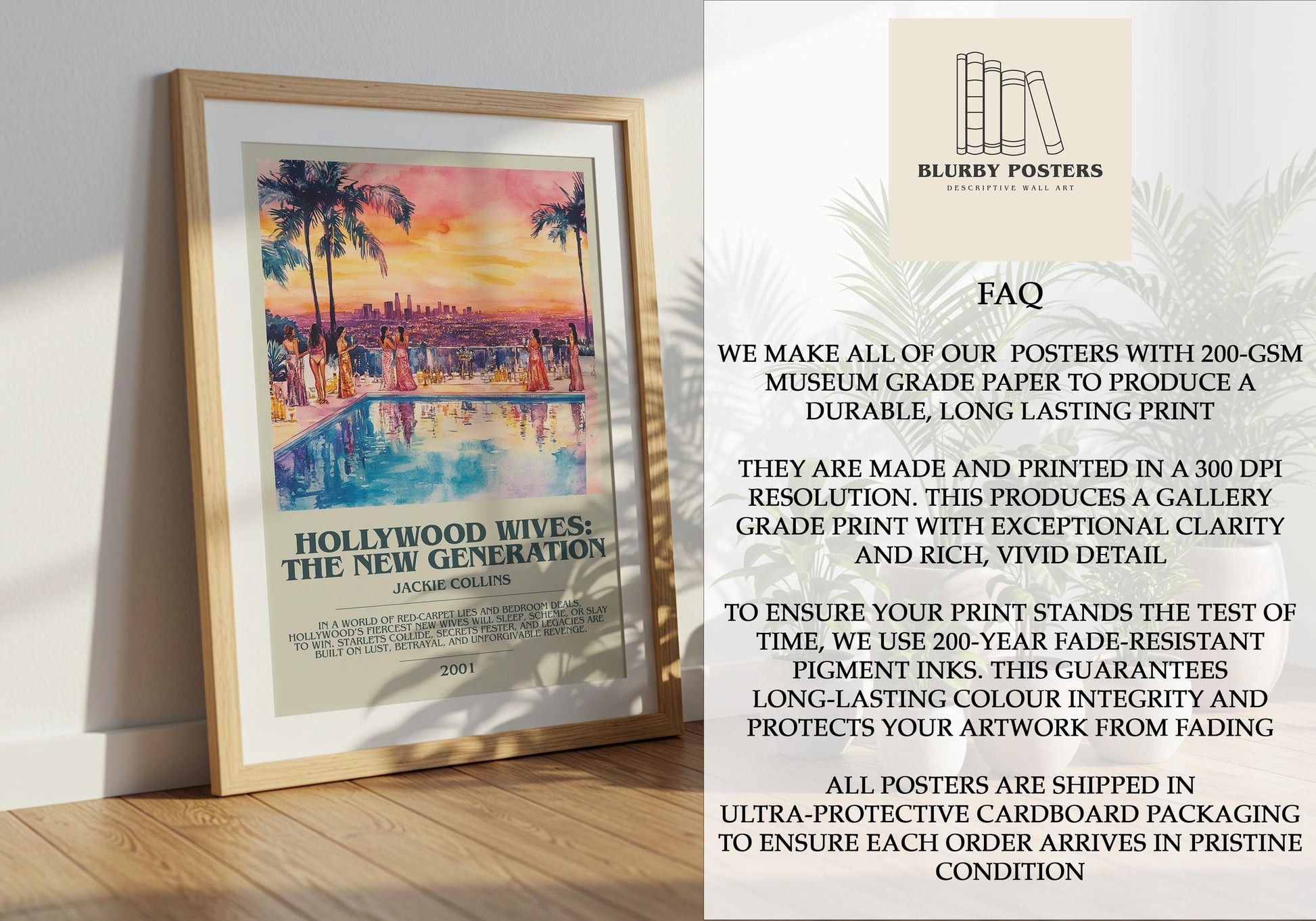 Hollywood Wives: The New Generation by Jackie Collins | Descriptive Book Poster | Modern