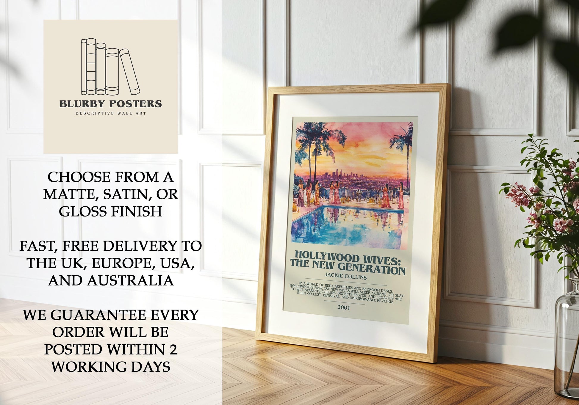 Hollywood Wives: The New Generation by Jackie Collins | Descriptive Book Poster | Modern