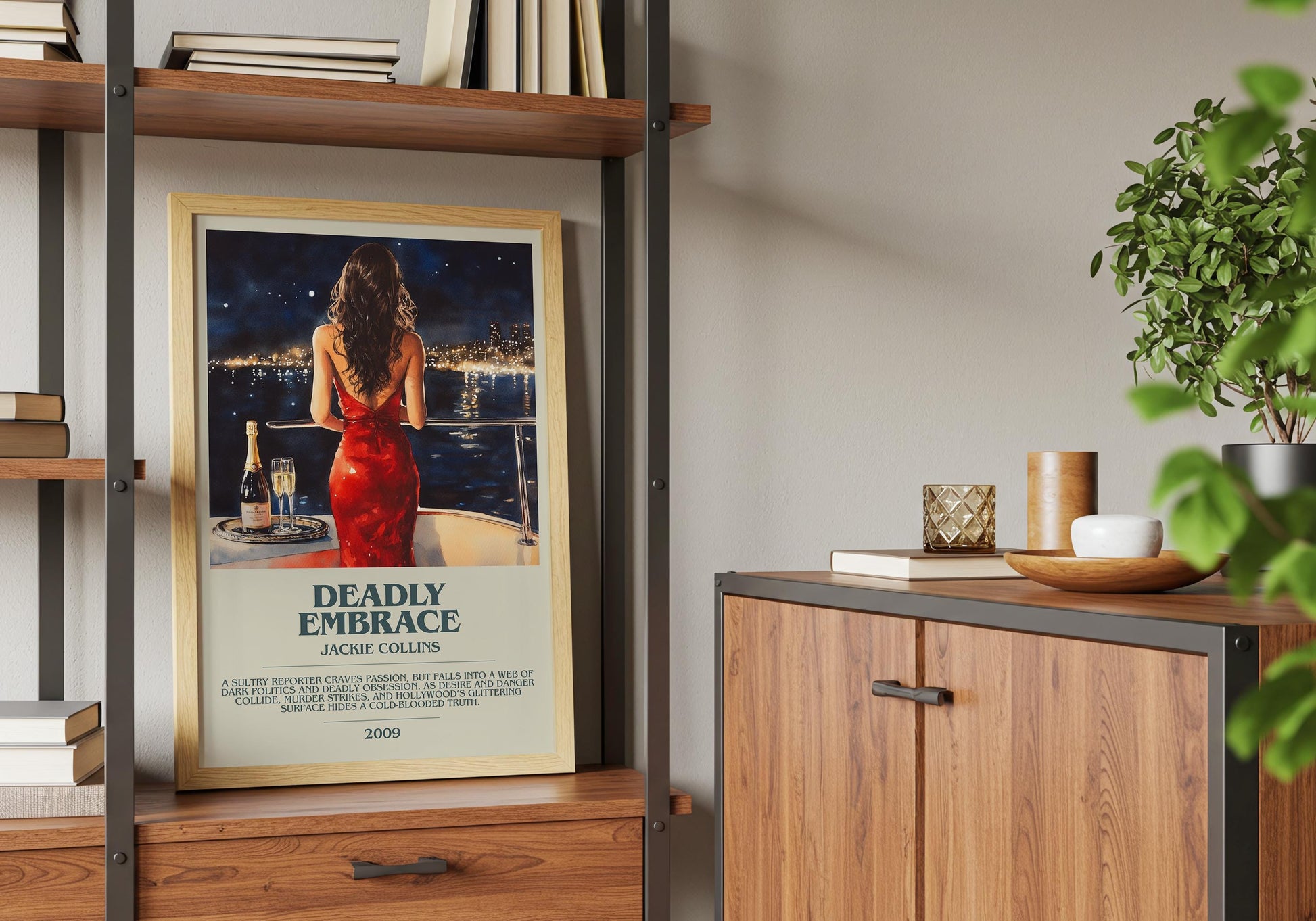 Deadly Embrace by Jackie Collins | Descriptive Book Poster | Modern