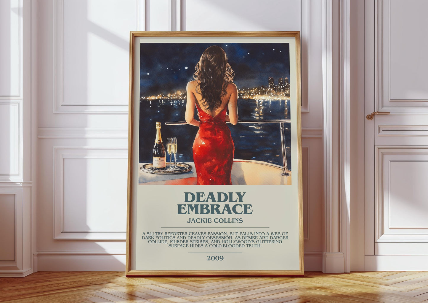 Deadly Embrace by Jackie Collins | Descriptive Book Poster | Modern