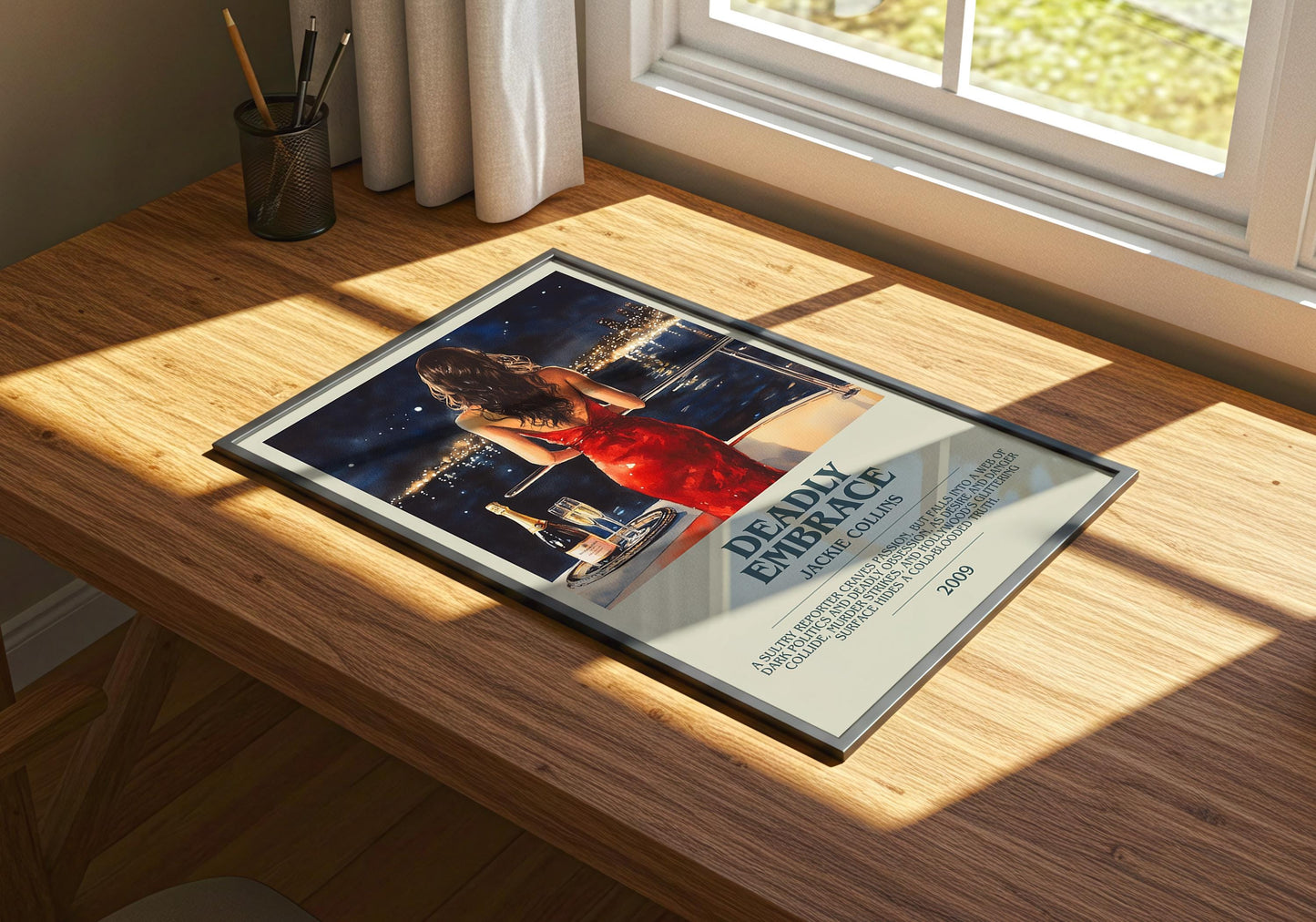 Deadly Embrace by Jackie Collins | Descriptive Book Poster | Modern