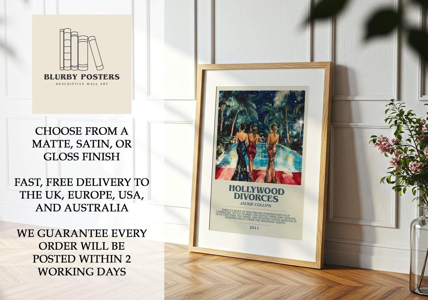 Hollywood Divorces by Jackie Collins | Descriptive Book Poster | Modern