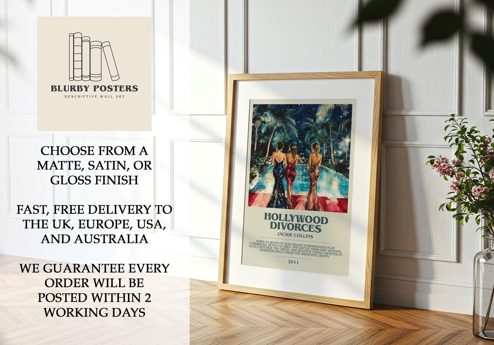 Hollywood Divorces by Jackie Collins | Descriptive Book Poster | Modern