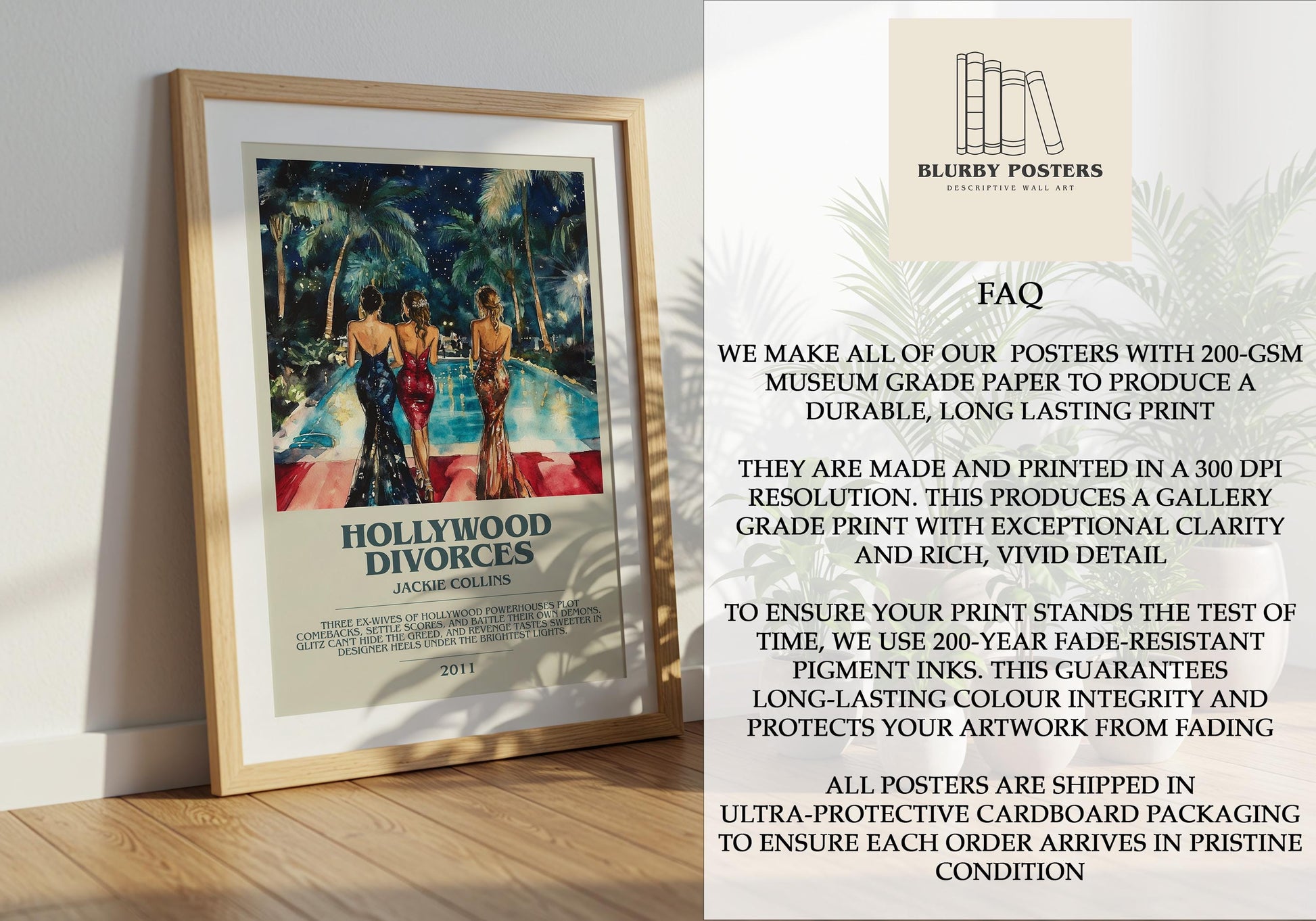 Hollywood Divorces by Jackie Collins | Descriptive Book Poster | Modern