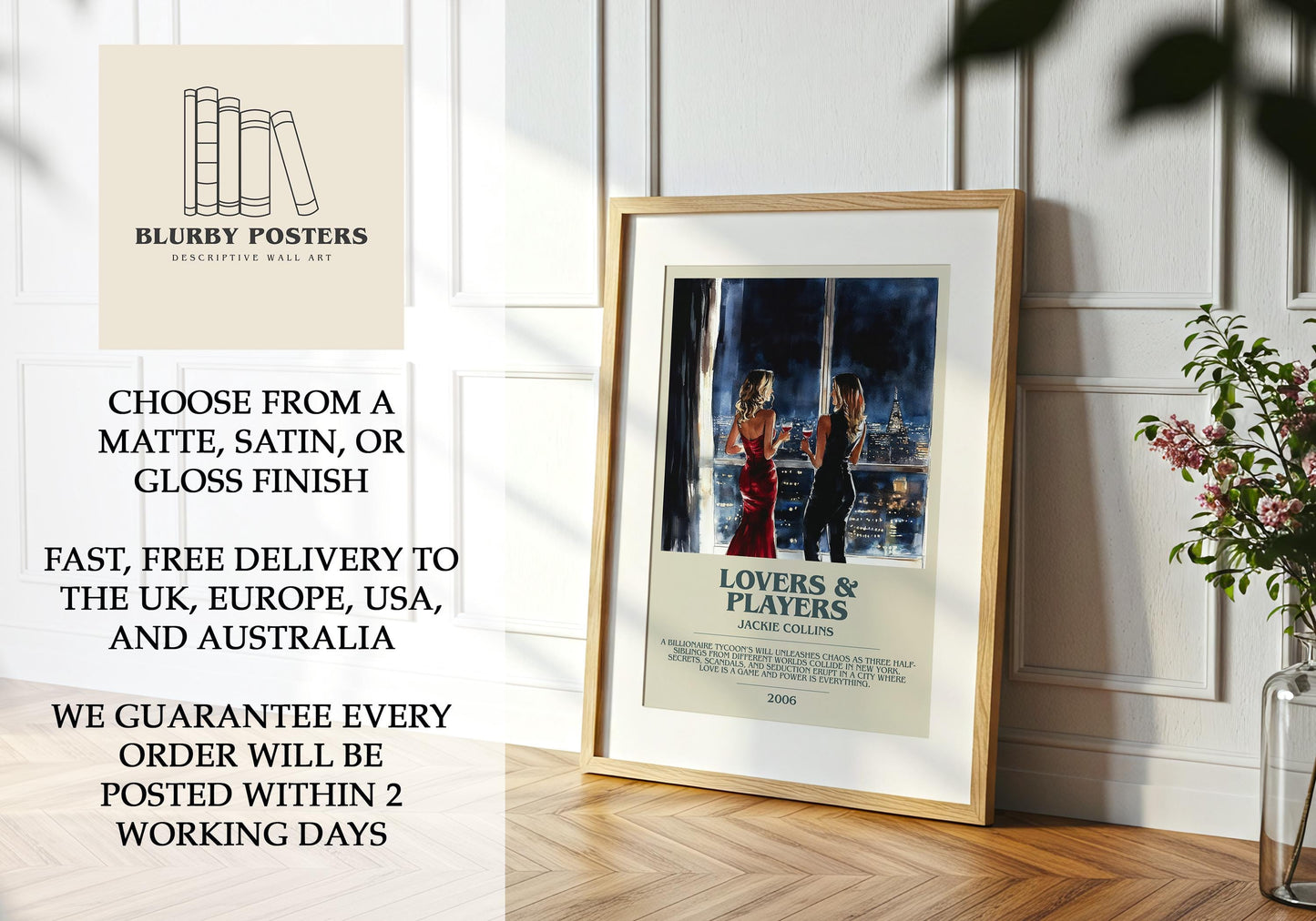 Lovers and Players by Jackie Collins | Descriptive Book Poster | Modern