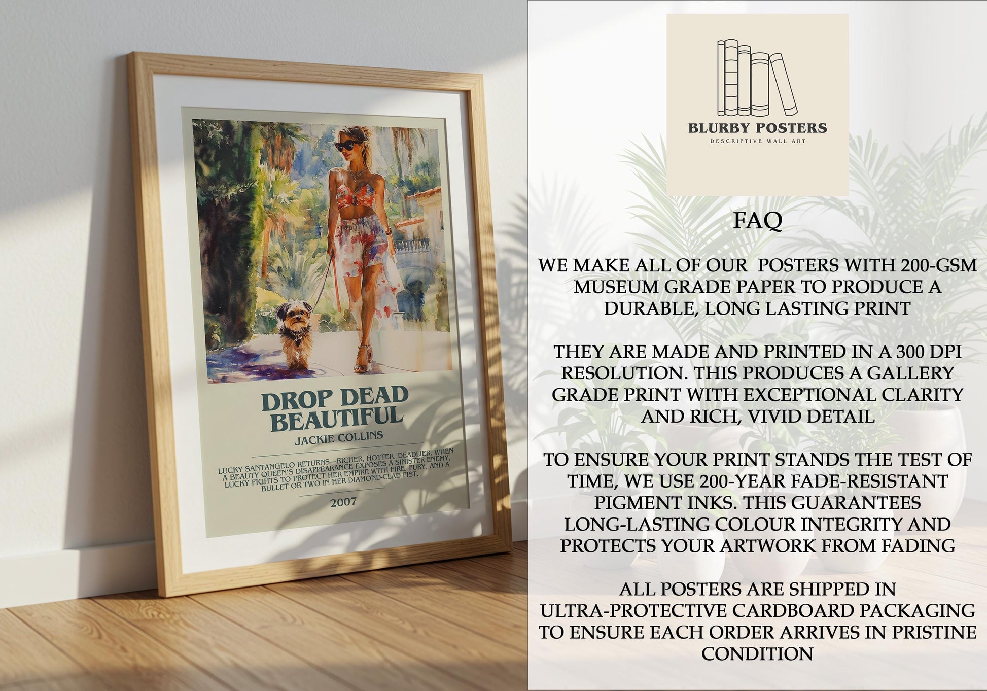 Drop Dead Beautiful by Jackie Collins | Descriptive Book Poster | Modern