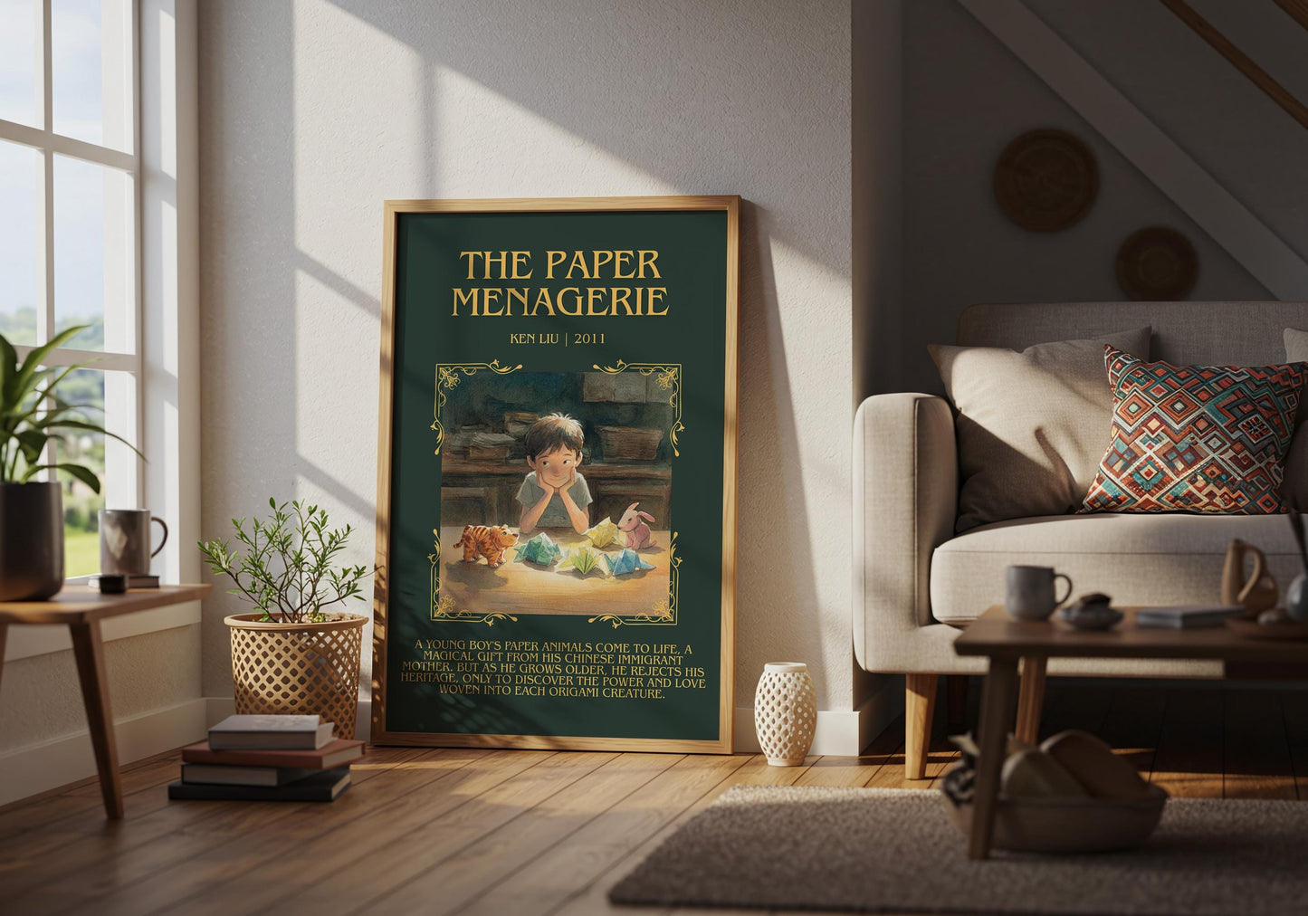 The Paper Menagerie by Ken Liu Descriptive Poster Print.Free Delivery Wall Art Author&Blurb Book Artwork Novel Poster