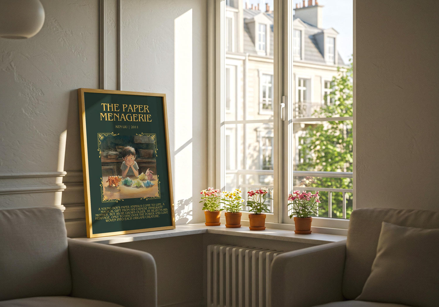 The Paper Menagerie by Ken Liu Descriptive Poster Print.Free Delivery Wall Art Author&Blurb Book Artwork Novel Poster