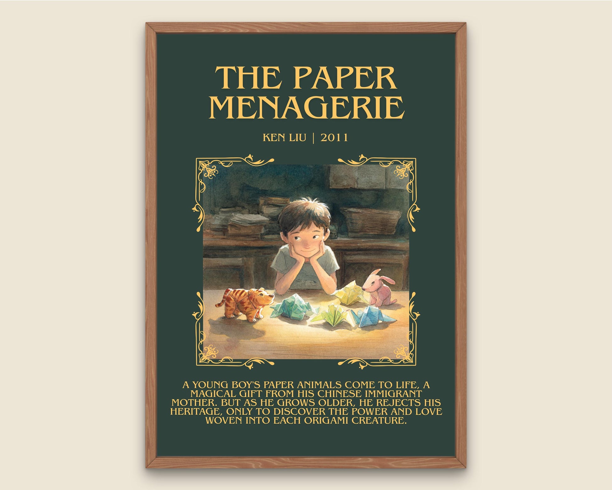 The Paper Menagerie by Ken Liu Descriptive Poster Print.Free Delivery Wall Art Author&Blurb Book Artwork Novel Poster