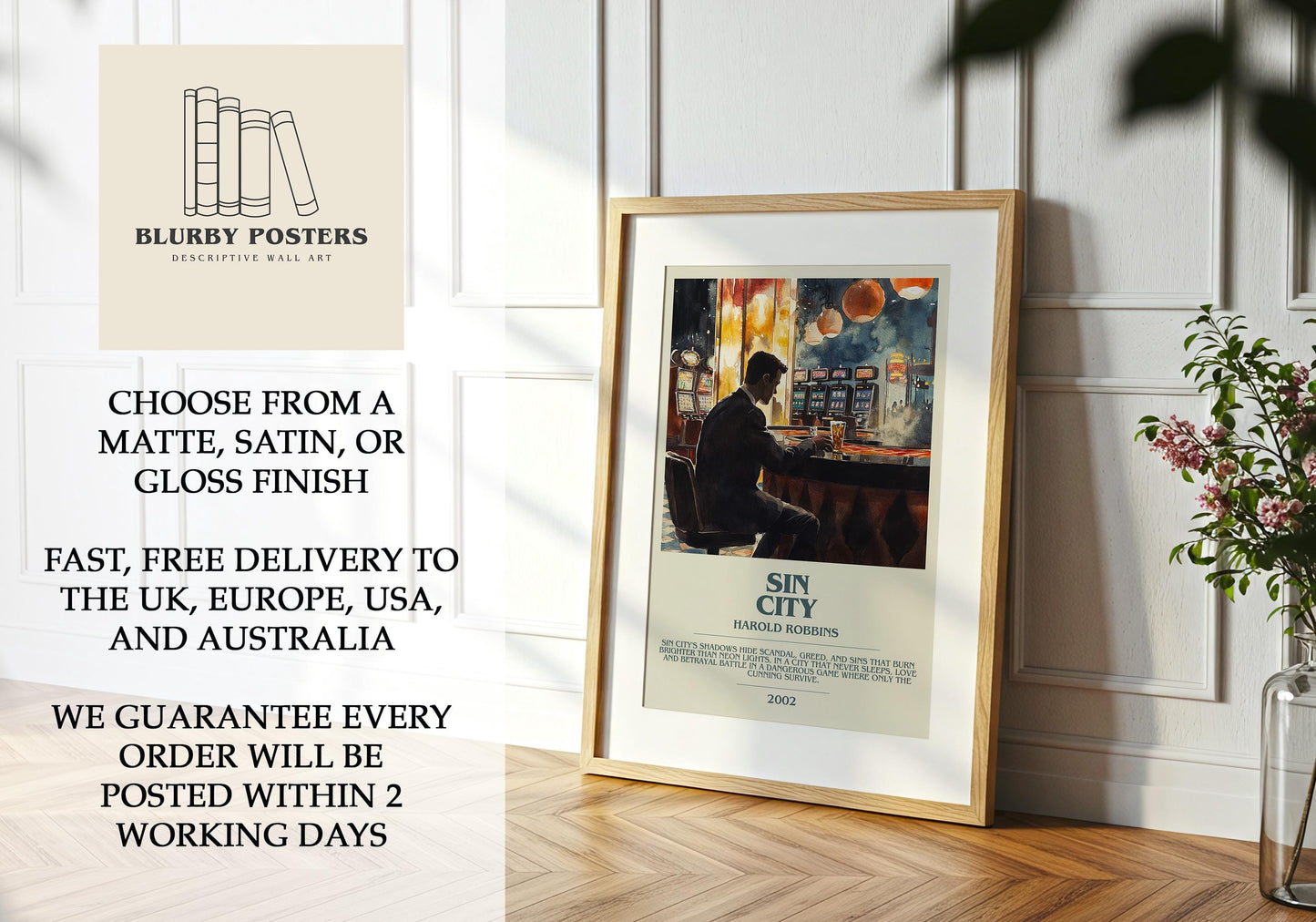 Sin City by Harold Robbins | Descriptive Book Poster | Modern